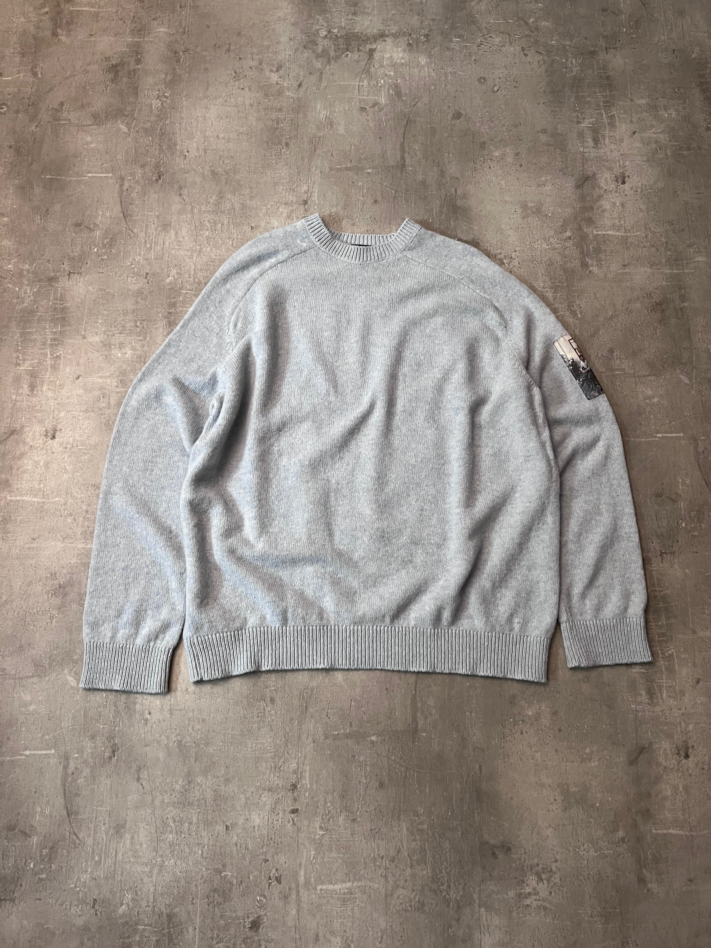 S/S 2023 Raf Simons x Philippe Vandenberg Patch Wool Sweater Baby Blue Men - L