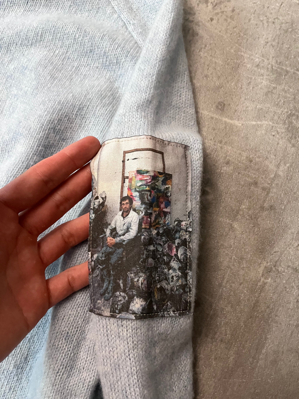S/S 2023 Raf Simons x Philippe Vandenberg Patch Wool Sweater Baby Blue Men - L
