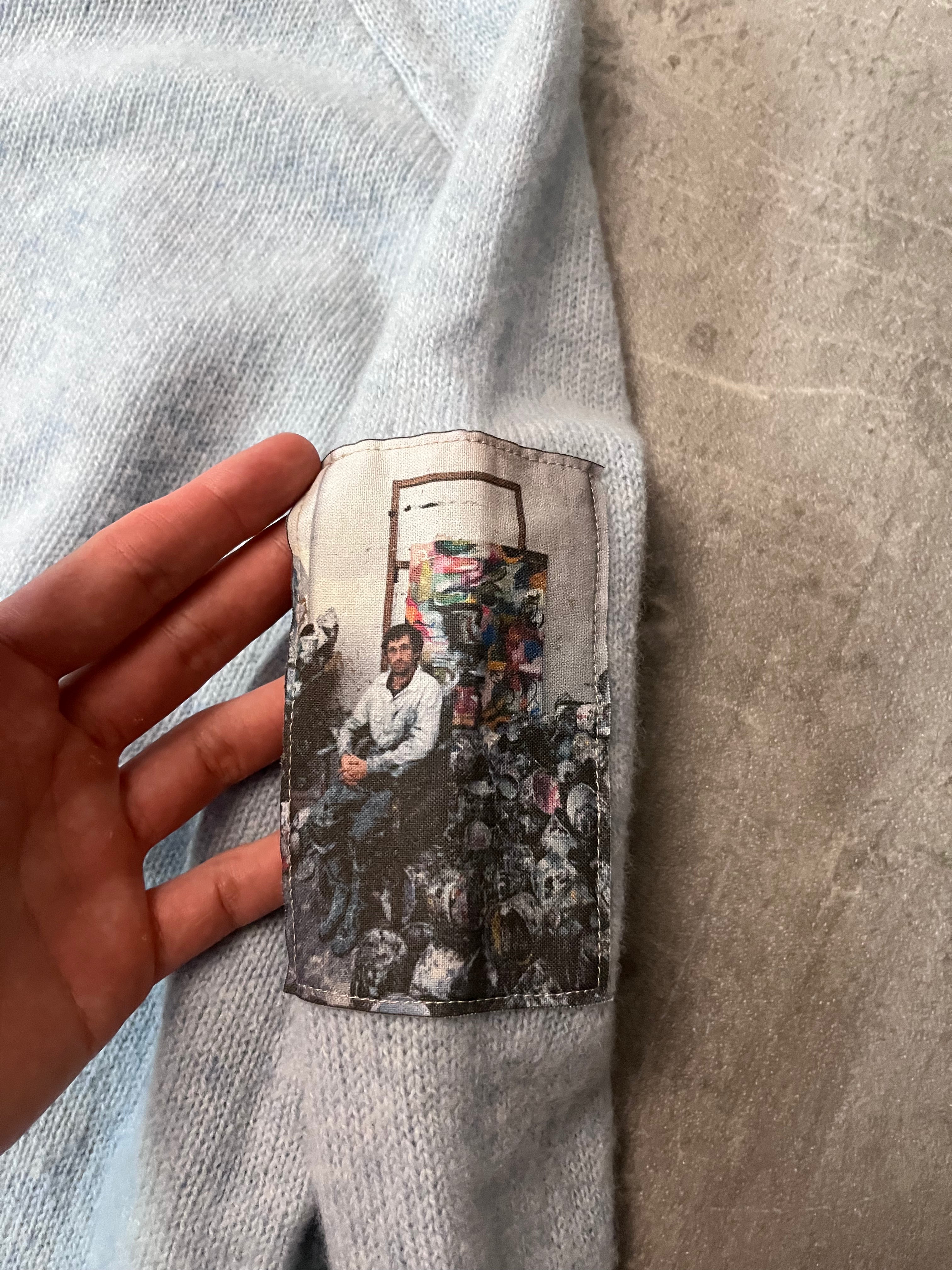 S/S 2023 Raf Simons x Philippe Vandenberg Patch Wool Sweater Baby Blue Men - L