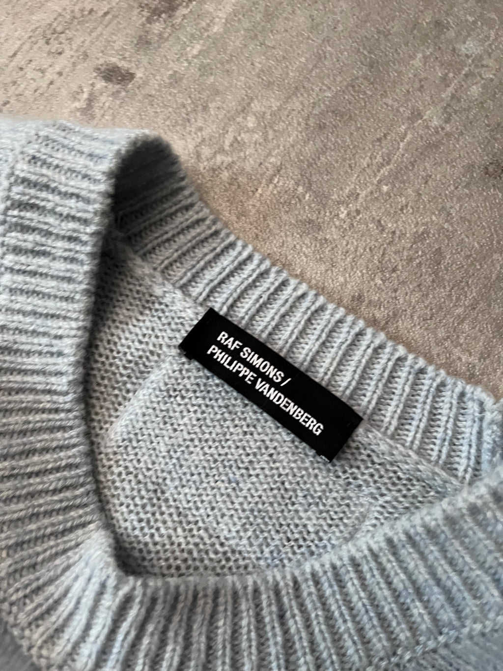 S/S 2023 Raf Simons x Philippe Vandenberg Patch Wool Sweater Baby Blue Men - L