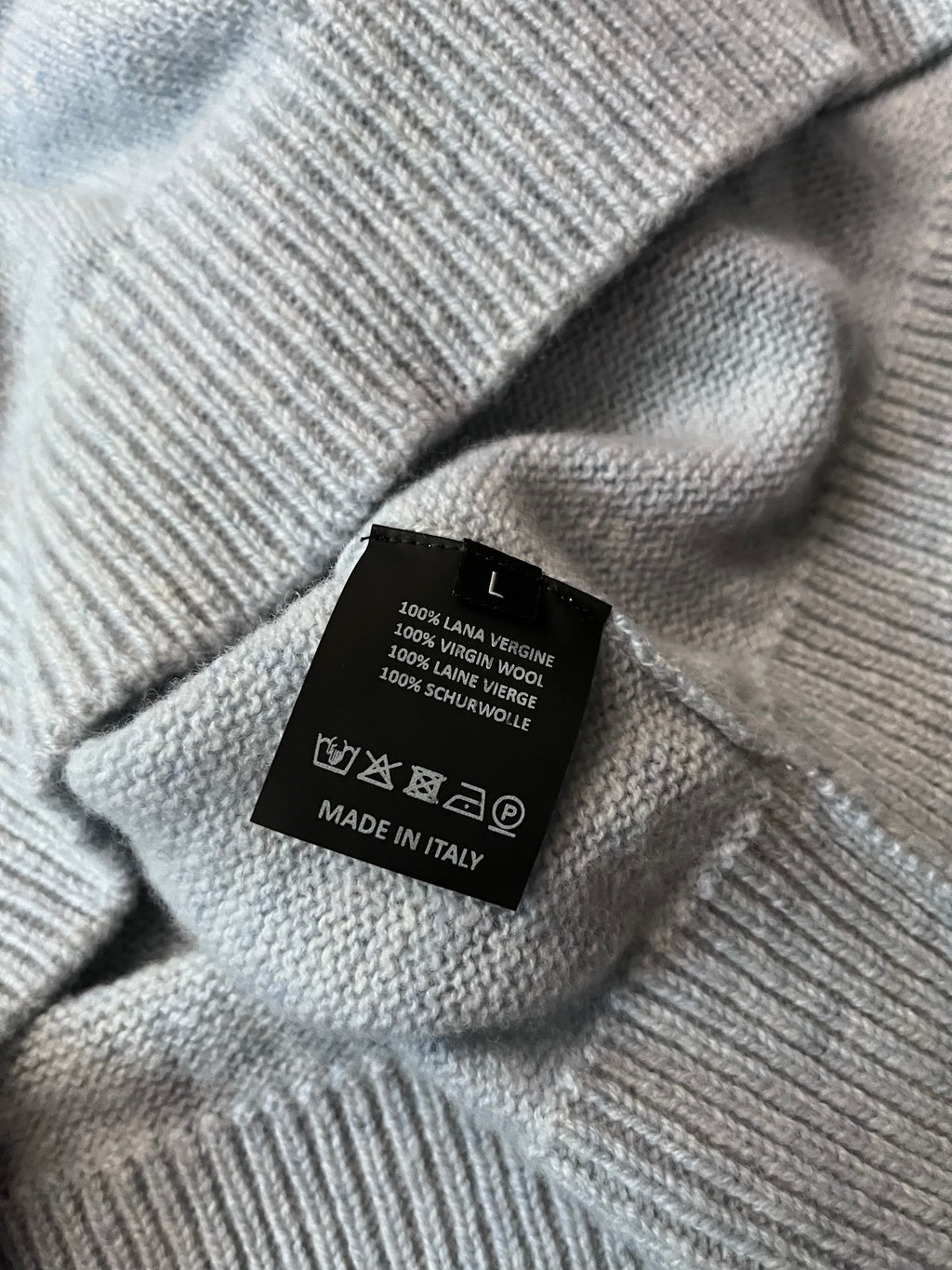 S/S 2023 Raf Simons x Philippe Vandenberg Patch Wool Sweater Baby Blue Men - L