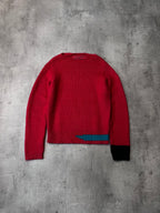F/W 2021 Raf Simons Wide Collar Wool Mohair Sweater Red Men - M