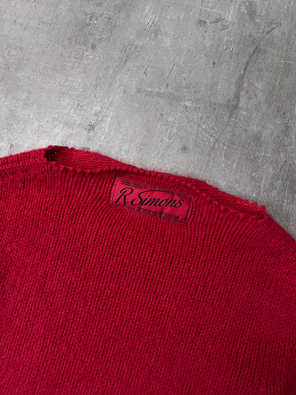 F/W 2021 Raf Simons Wide Collar Wool Mohair Sweater Red Men - M