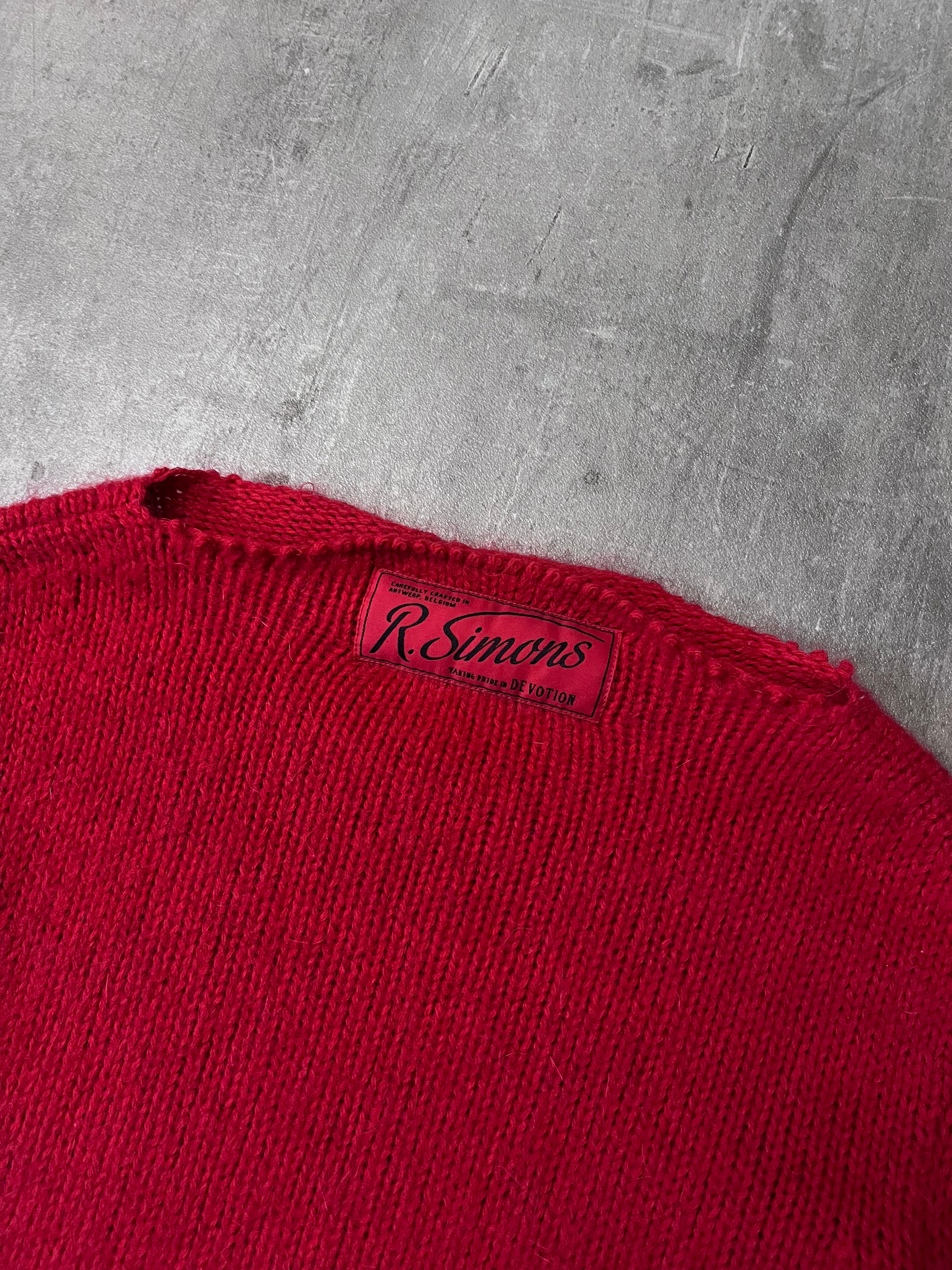 F/W 2021 Raf Simons Wide Collar Wool Mohair Sweater Red Men - M