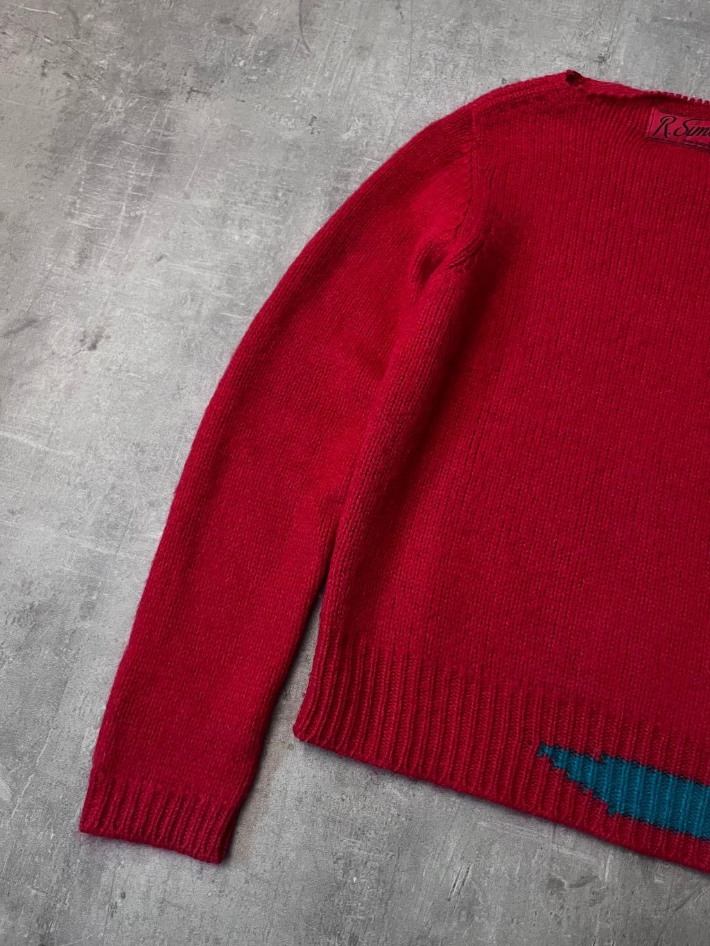 F/W 2021 Raf Simons Wide Collar Wool Mohair Sweater Red Men - M