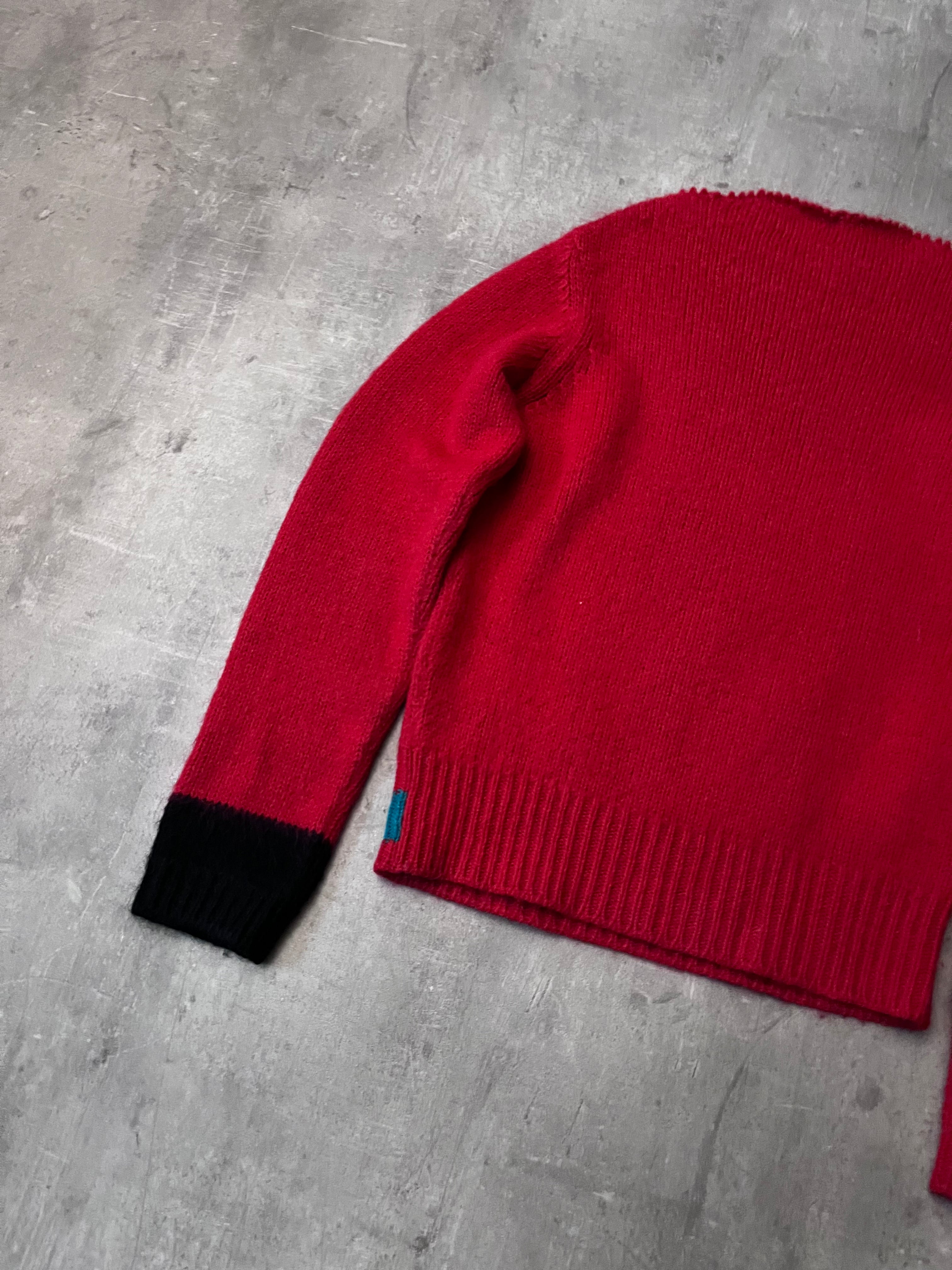 F/W 2021 Raf Simons Wide Collar Wool Mohair Sweater Red Men - M
