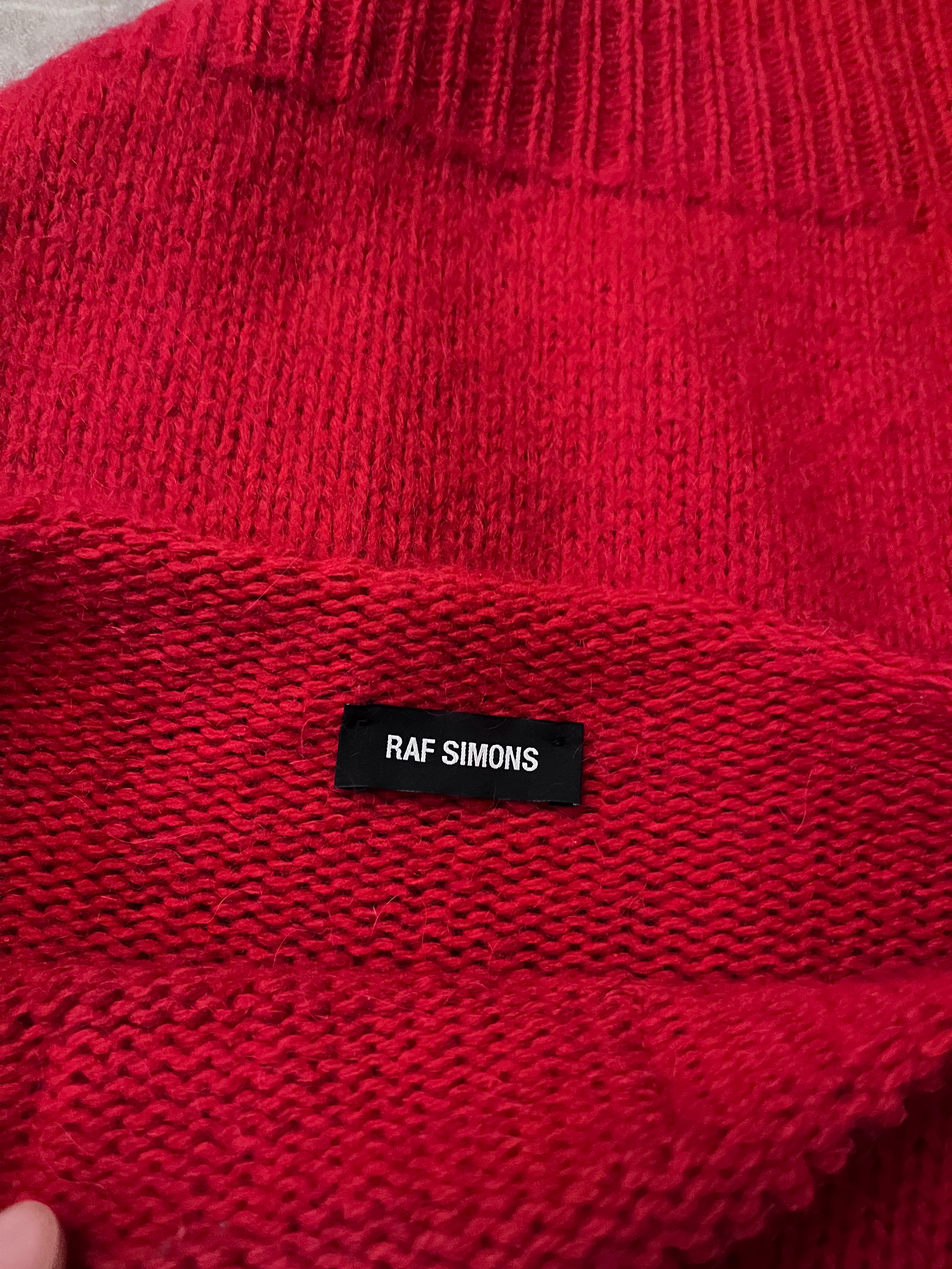 F/W 2021 Raf Simons Wide Collar Wool Mohair Sweater Red Men - M