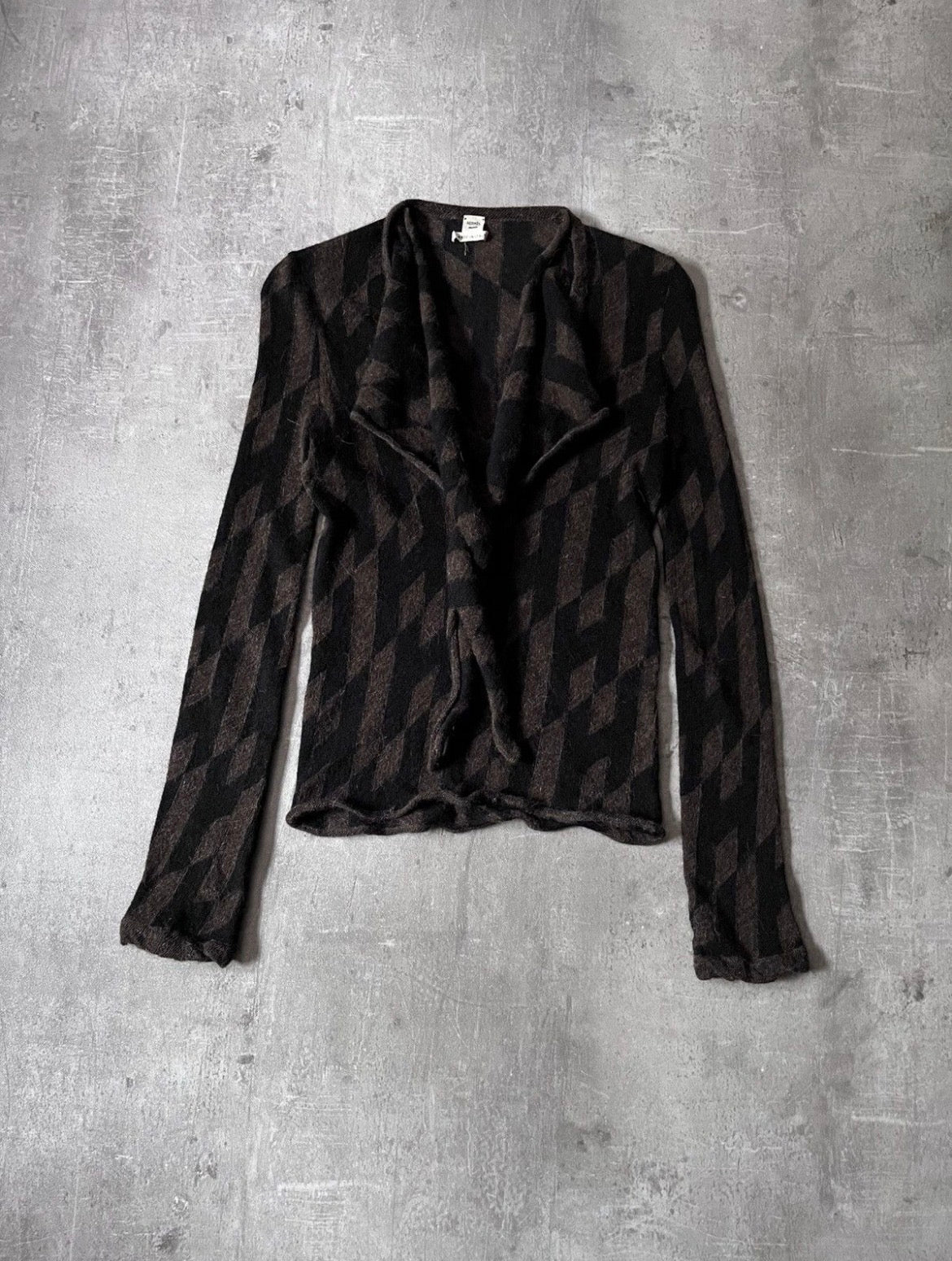 Hermes All Over "H" Print Alpaca Wool Sweater Brown Black Women - M