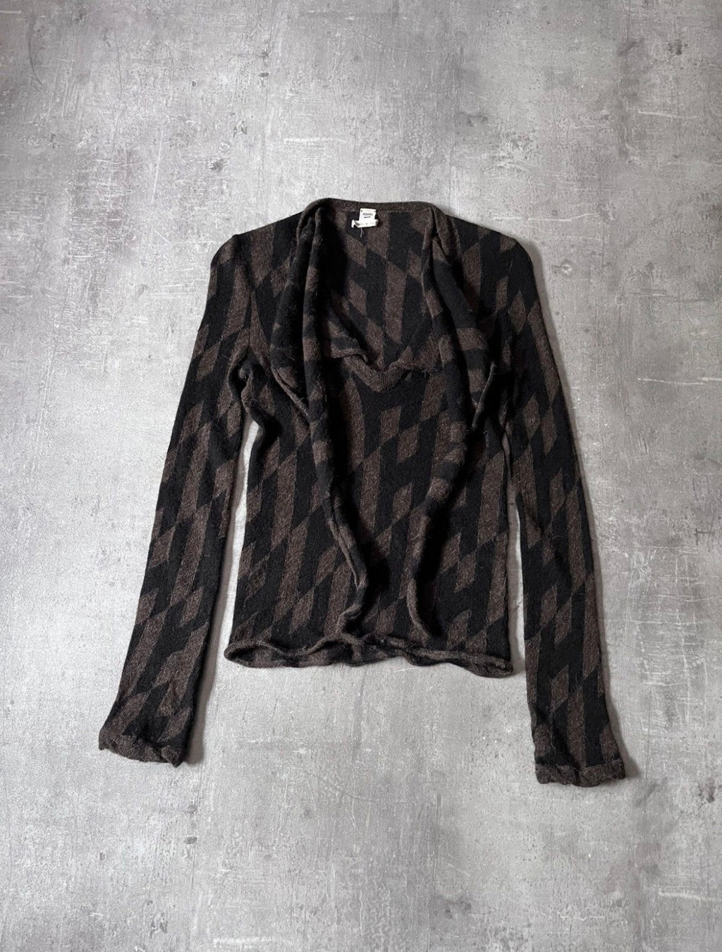Hermes All Over "H" Print Alpaca Wool Sweater Brown Black Women - M