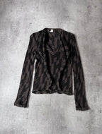 Hermes All Over "H" Print Alpaca Wool Sweater Brown Black Women - M