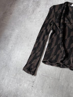 Hermes All Over "H" Print Alpaca Wool Sweater Brown Black Women - M