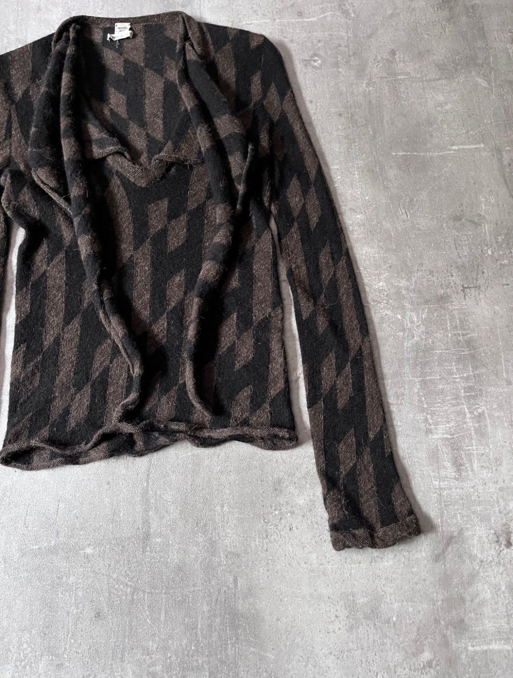 Hermes All Over "H" Print Alpaca Wool Sweater Brown Black Women - M