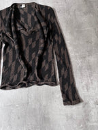 Hermes All Over "H" Print Alpaca Wool Sweater Brown Black Women - M