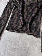 Hermes All Over "H" Print Alpaca Wool Sweater Brown Black Women - M