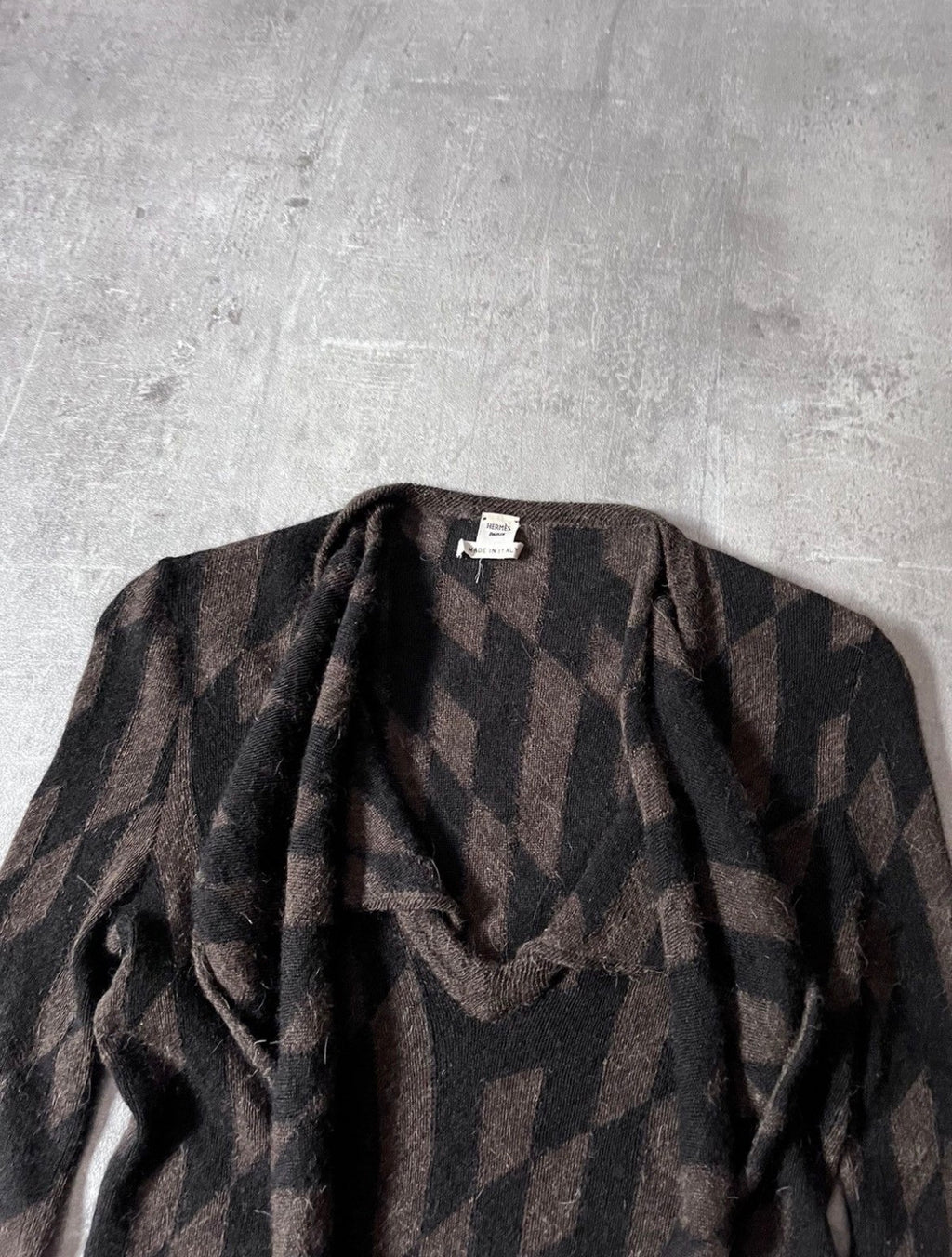 Hermes All Over "H" Print Alpaca Wool Sweater Brown Black Women - M