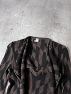 Hermes All Over "H" Print Alpaca Wool Sweater Brown Black Women - M