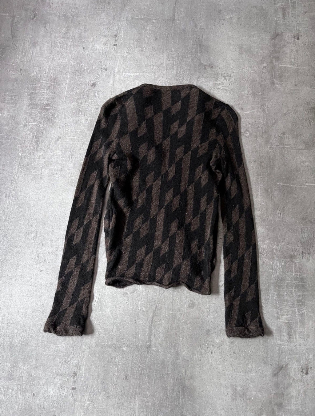 Hermes All Over "H" Print Alpaca Wool Sweater Brown Black Women - M