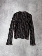 Hermes All Over "H" Print Alpaca Wool Sweater Brown Black Women - M