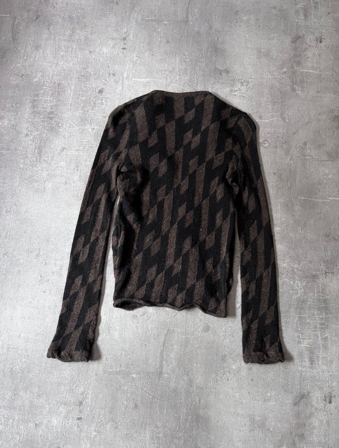 Hermes All Over "H" Print Alpaca Wool Sweater Brown Black Women - M