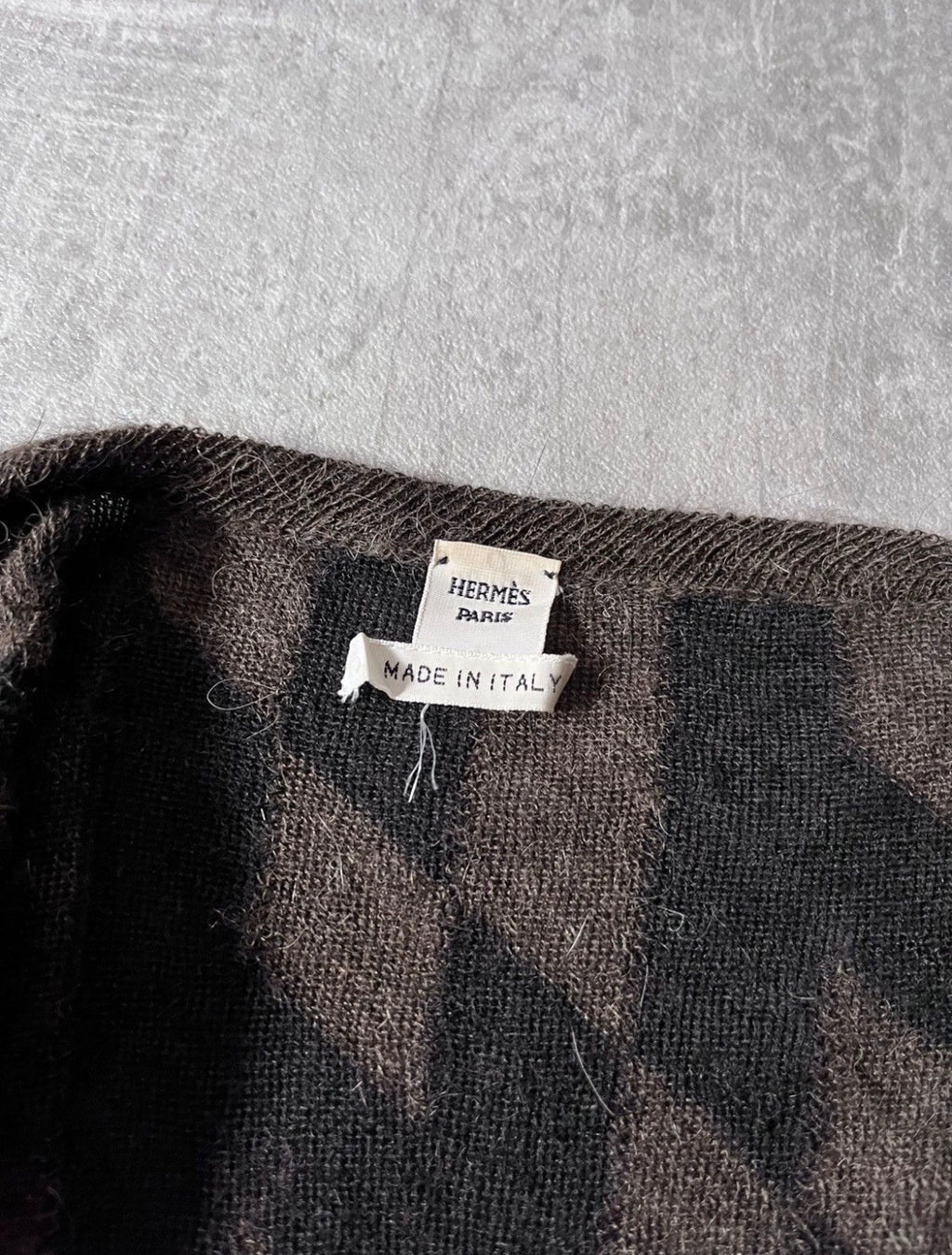 Hermes All Over "H" Print Alpaca Wool Sweater Brown Black Women - M