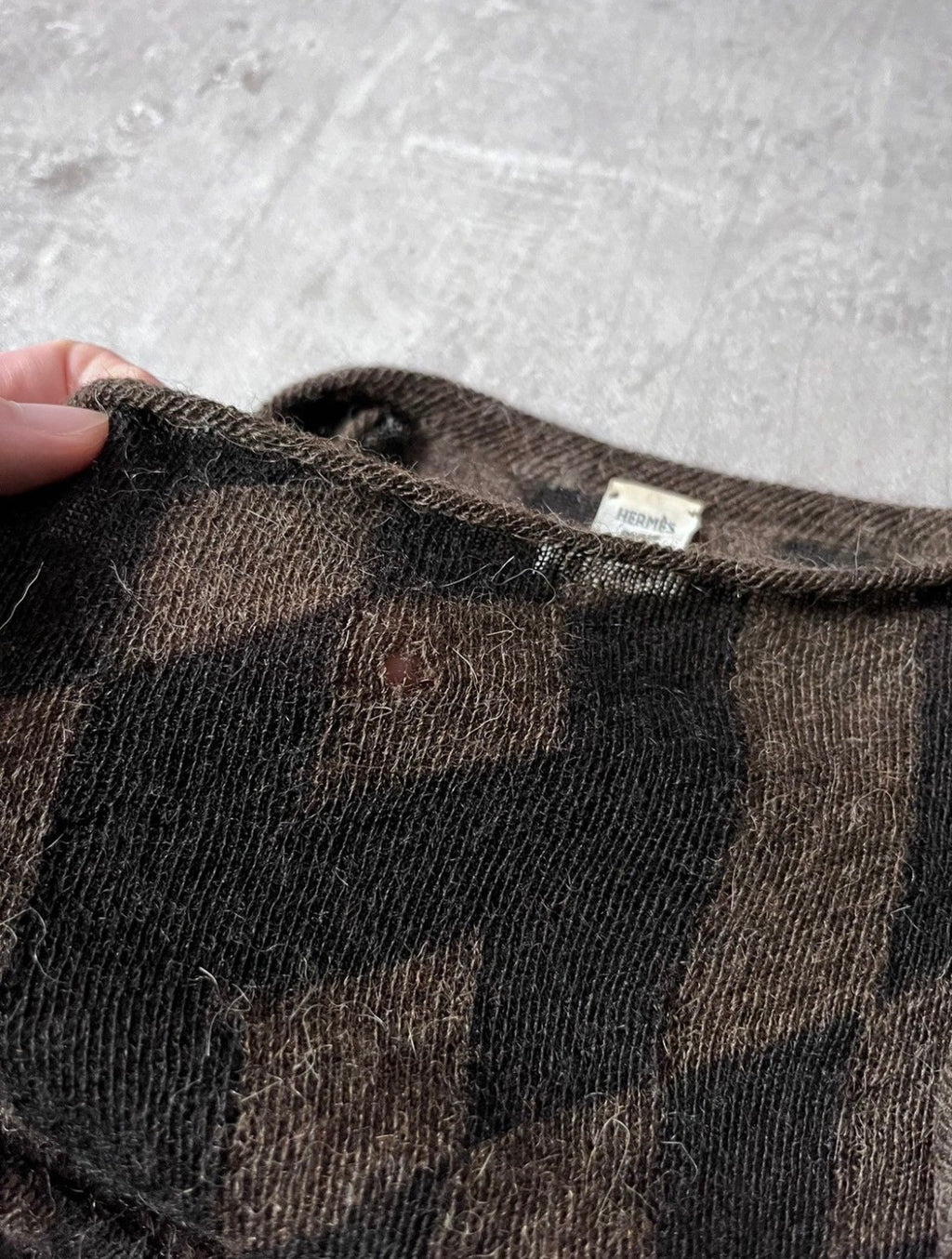 Hermes All Over "H" Print Alpaca Wool Sweater Brown Black Women - M