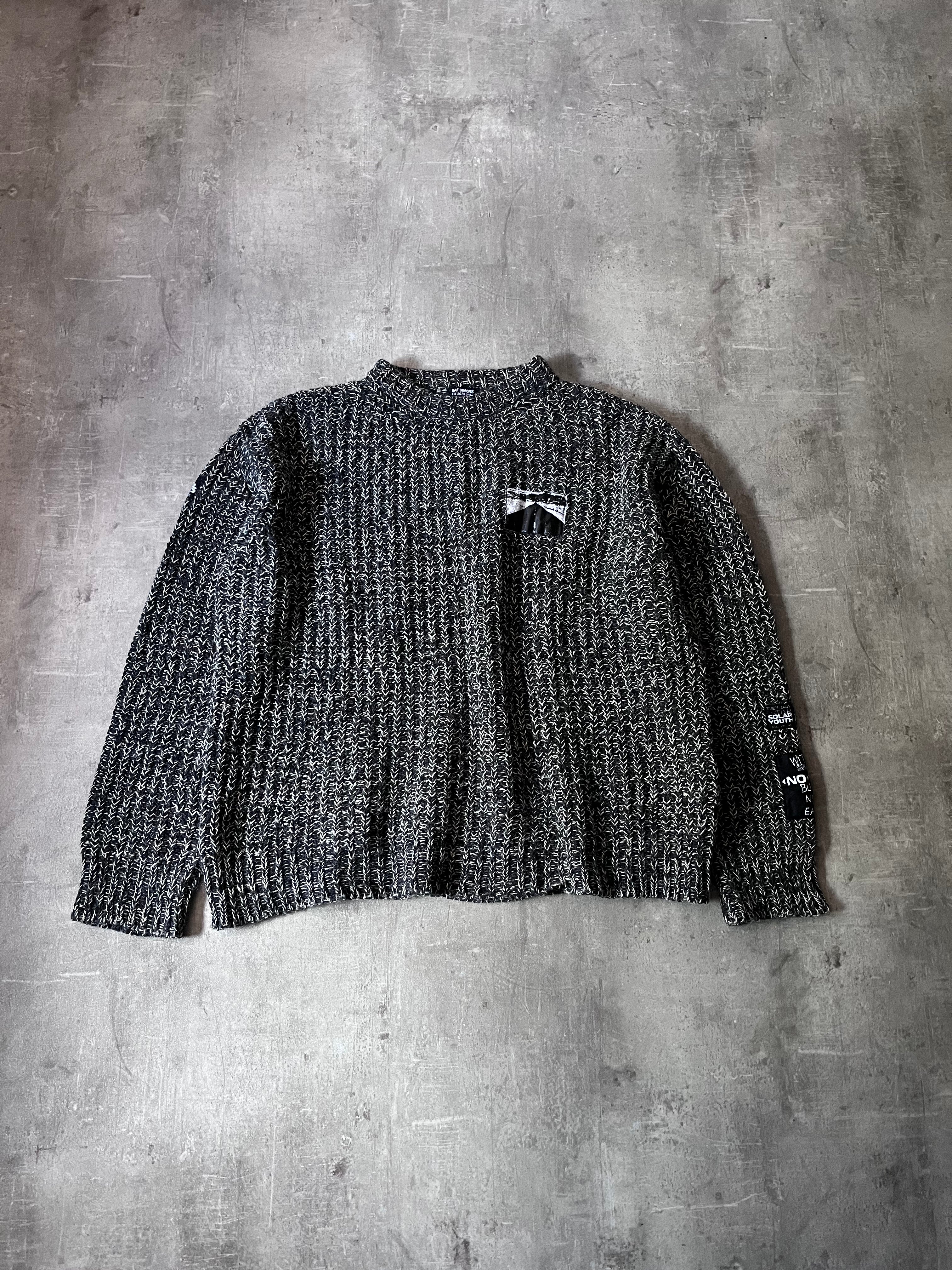 F/W 2020/21 Raf Simons Oversize Patchwork Wool Sweater Grey Men - S