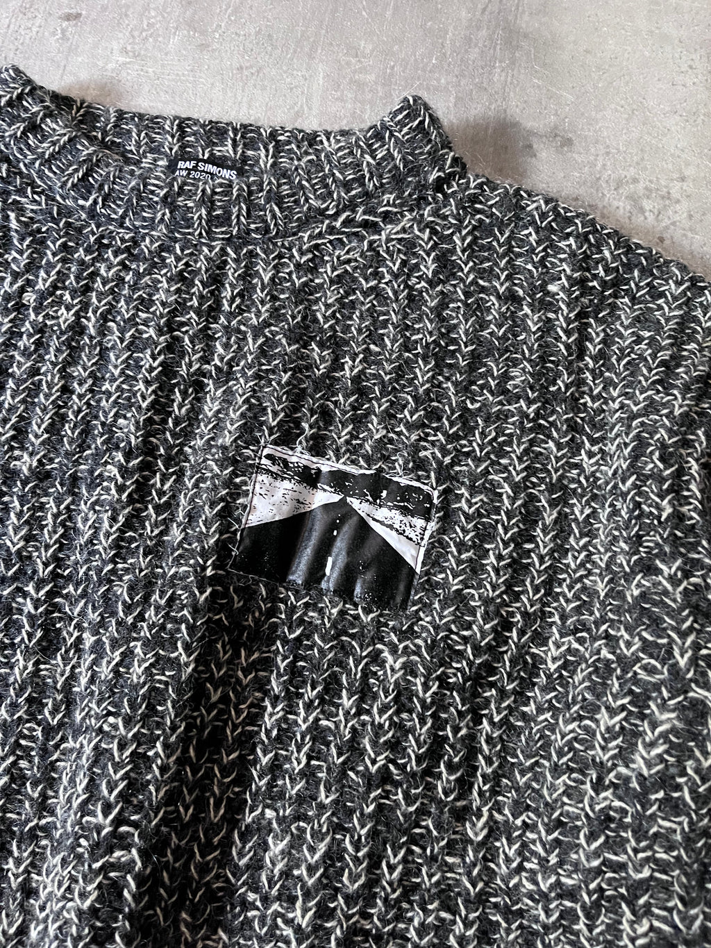 F/W 2020/21 Raf Simons Oversize Patchwork Wool Sweater Grey Men - S