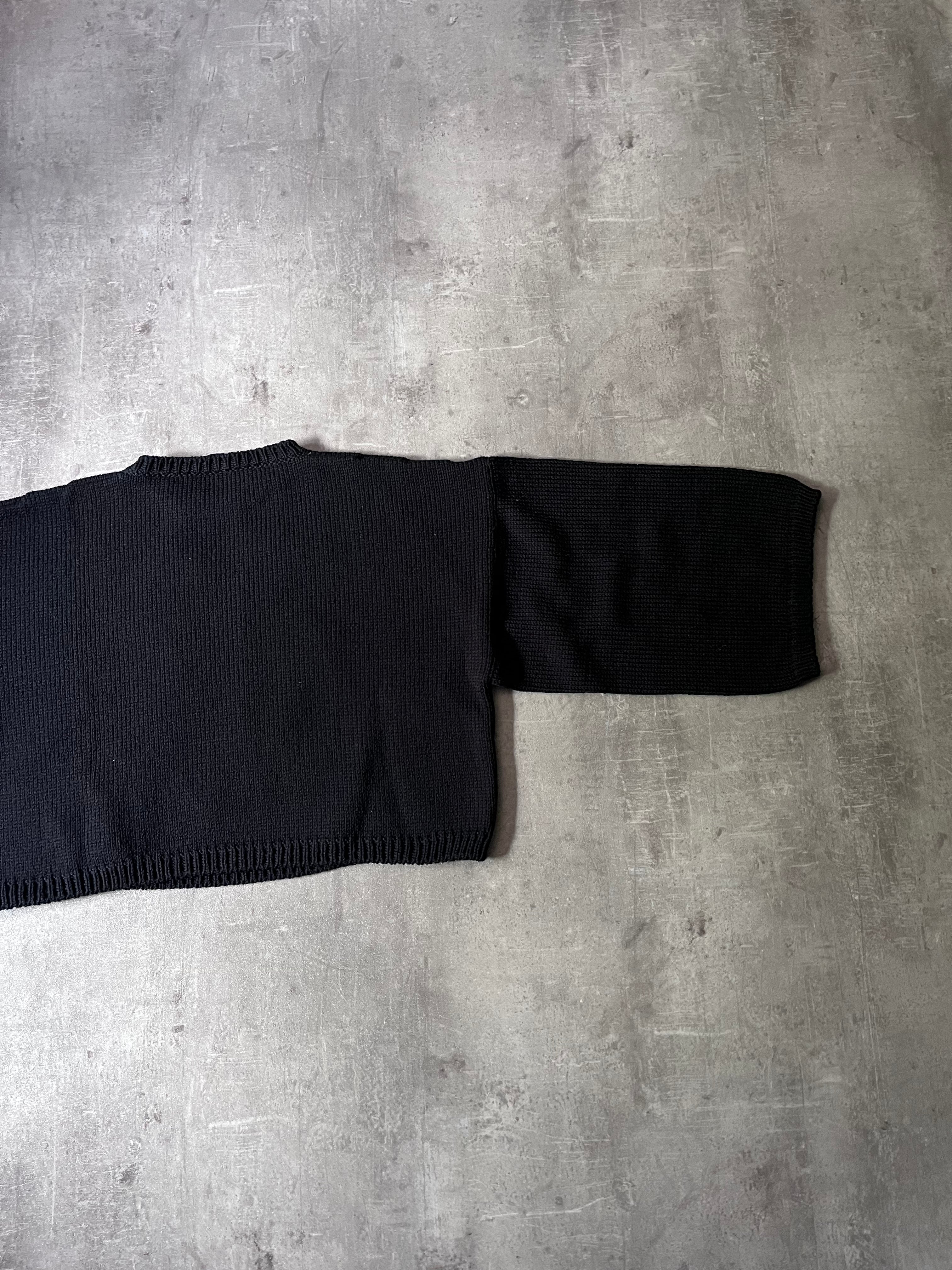S/S 2023 Raf Simons "R" Print Cropped Wool Sweater Black Men - M