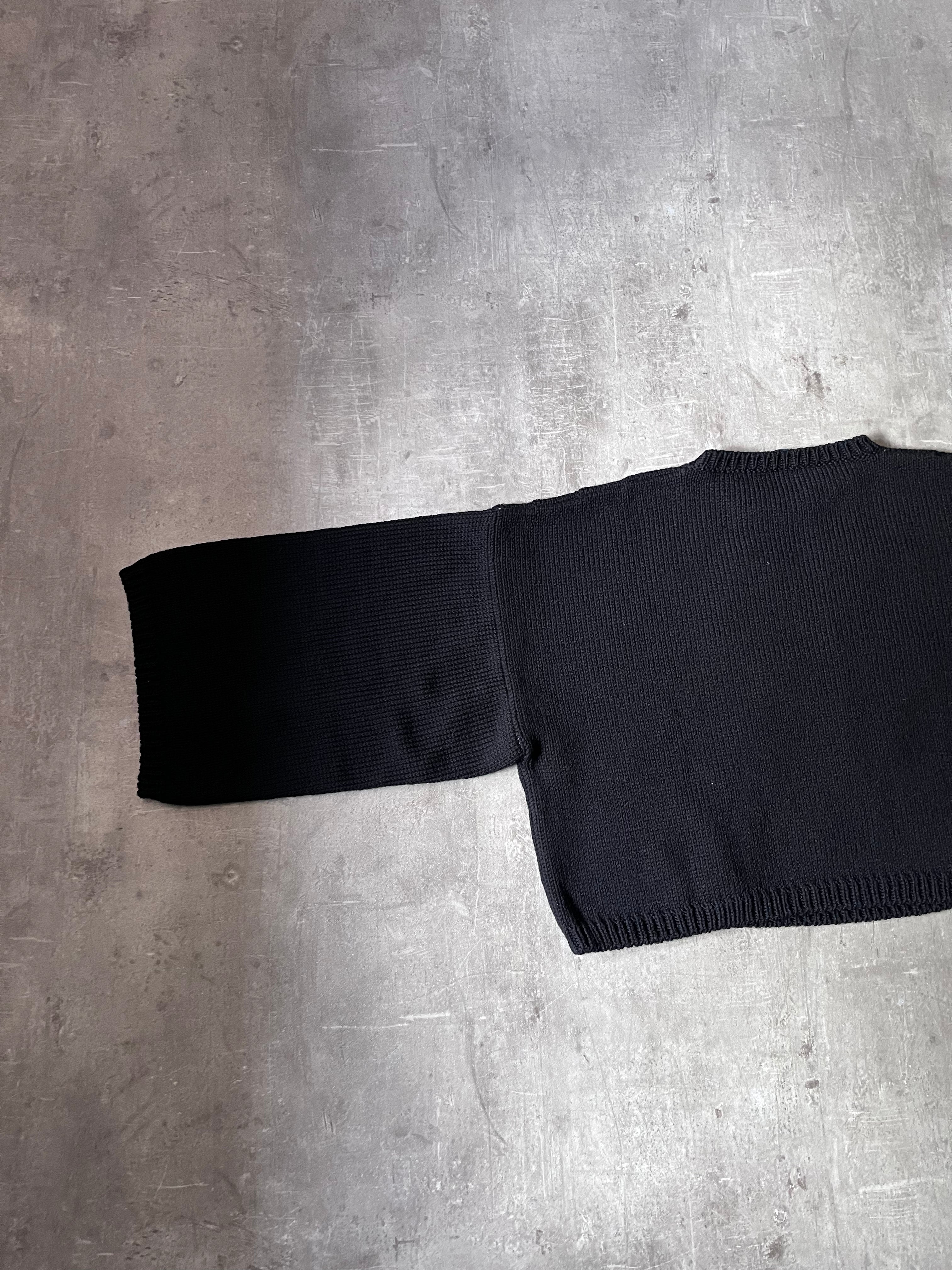 S/S 2023 Raf Simons "R" Print Cropped Wool Sweater Black Men - M