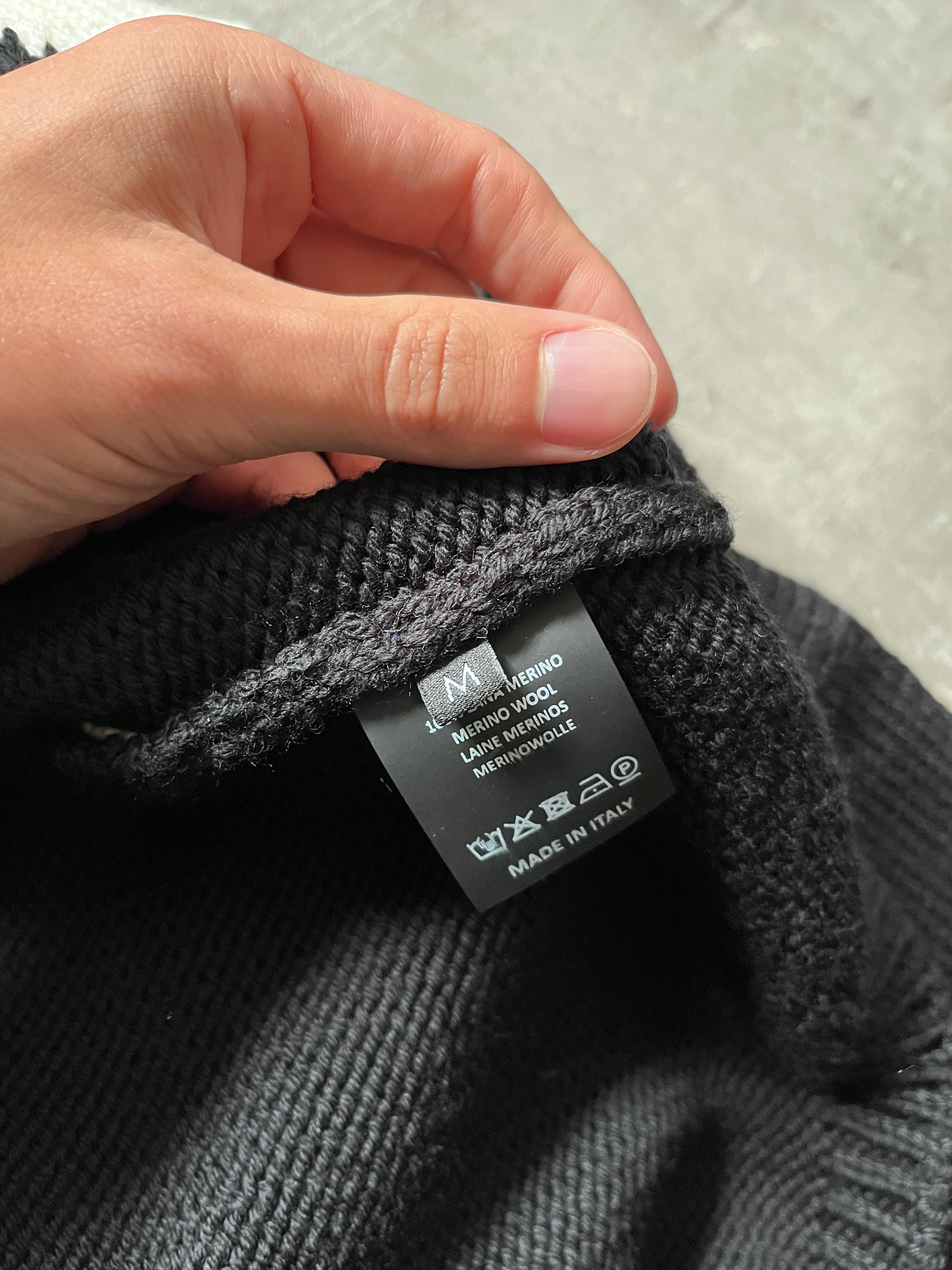 S/S 2023 Raf Simons "R" Print Cropped Wool Sweater Black Men - M