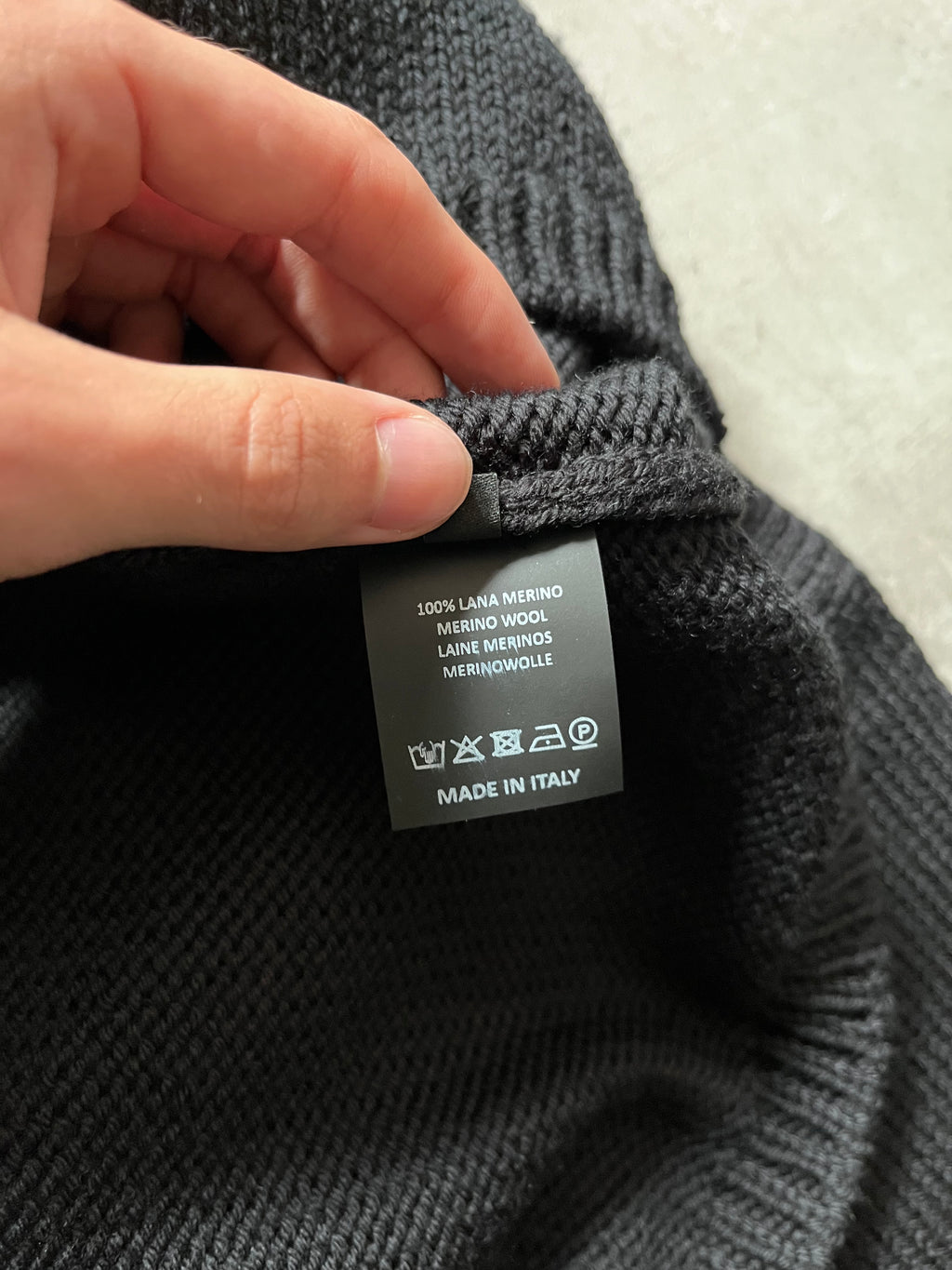 S/S 2023 Raf Simons "R" Print Cropped Wool Sweater Black Men - M