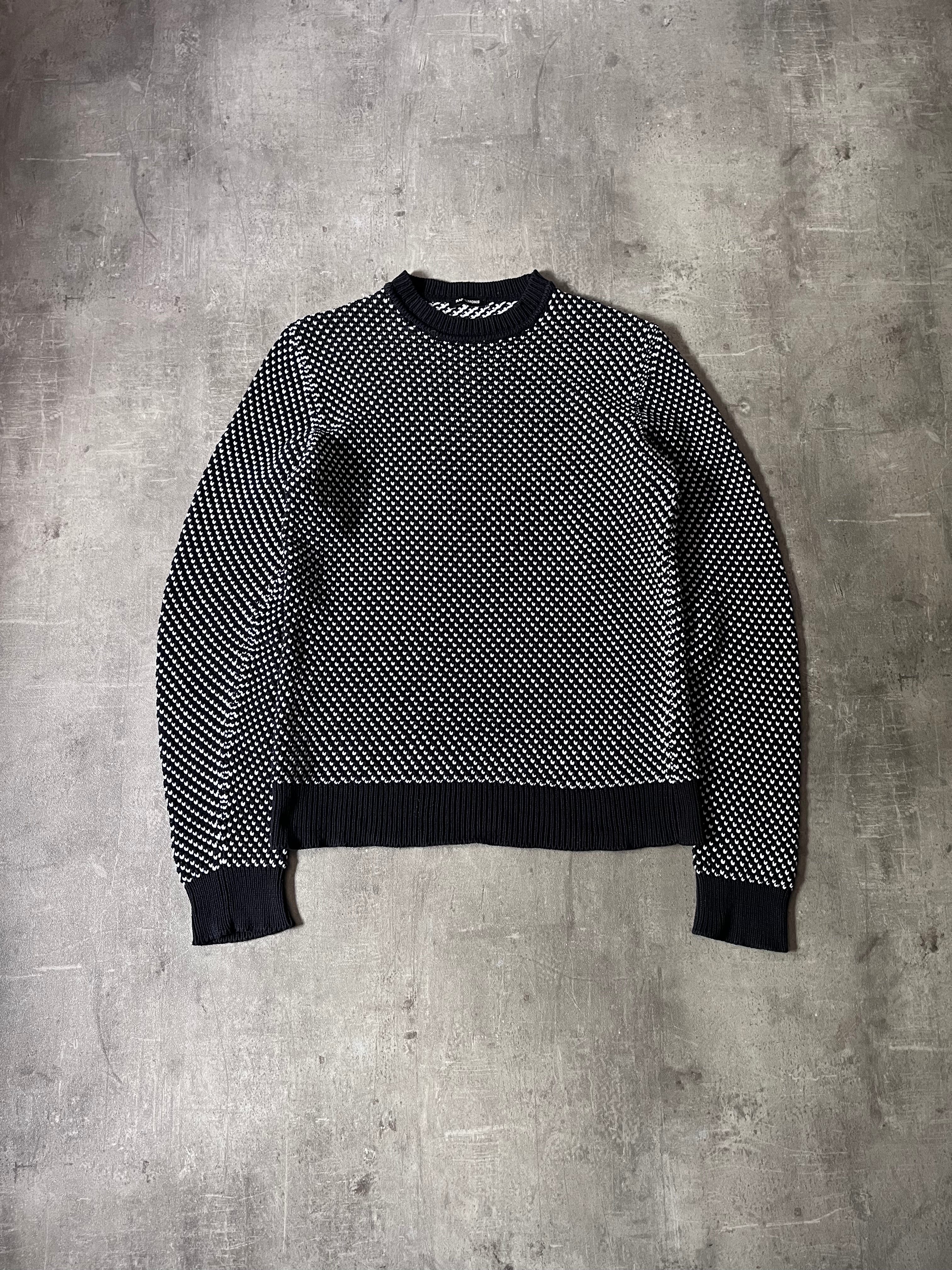 S/S 2016 Raf Simons Back RS Logo Polypropylene Blend Sweater Black White Men - L