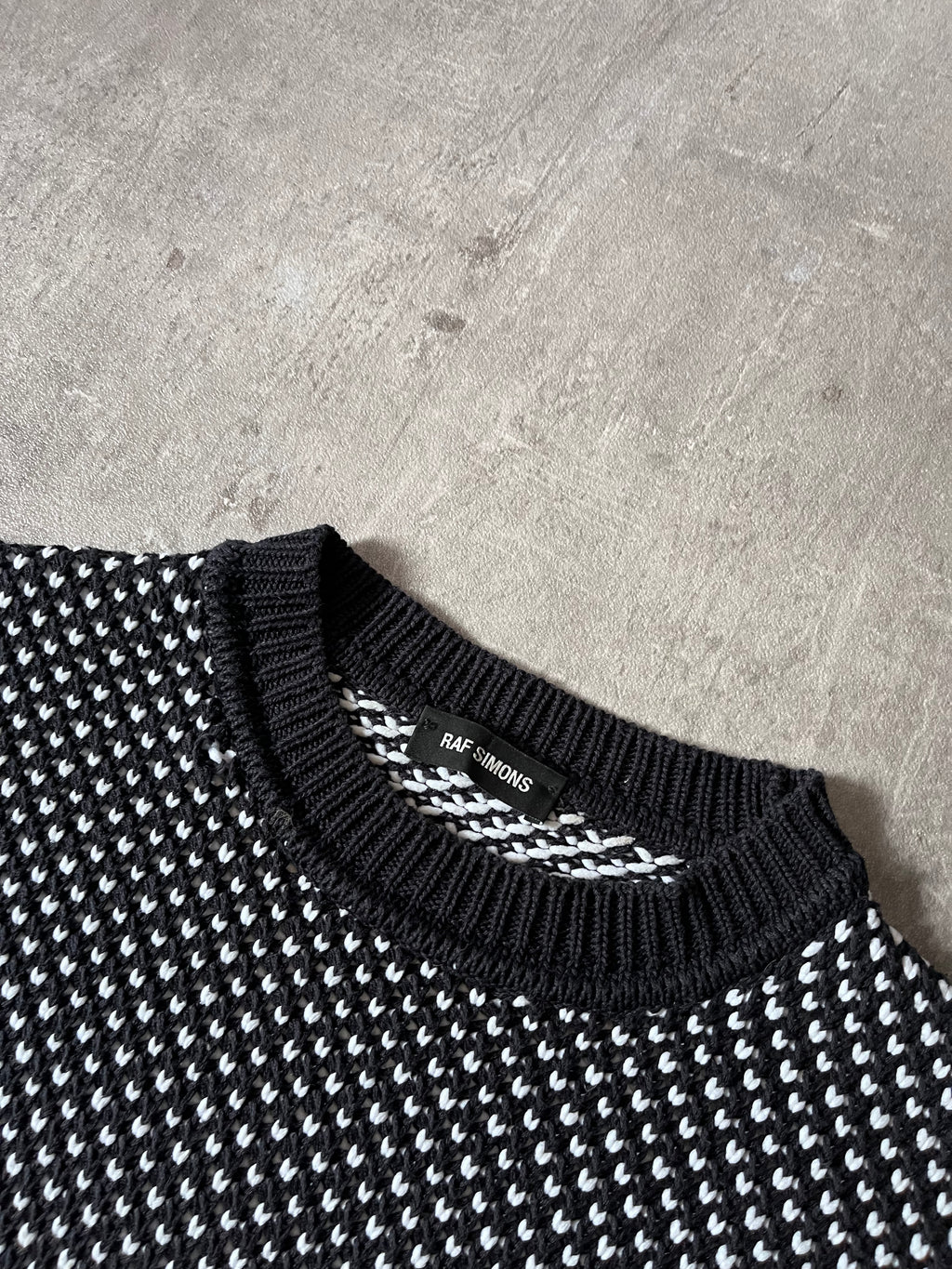 S/S 2016 Raf Simons Back RS Logo Polypropylene Blend Sweater Black White Men - L