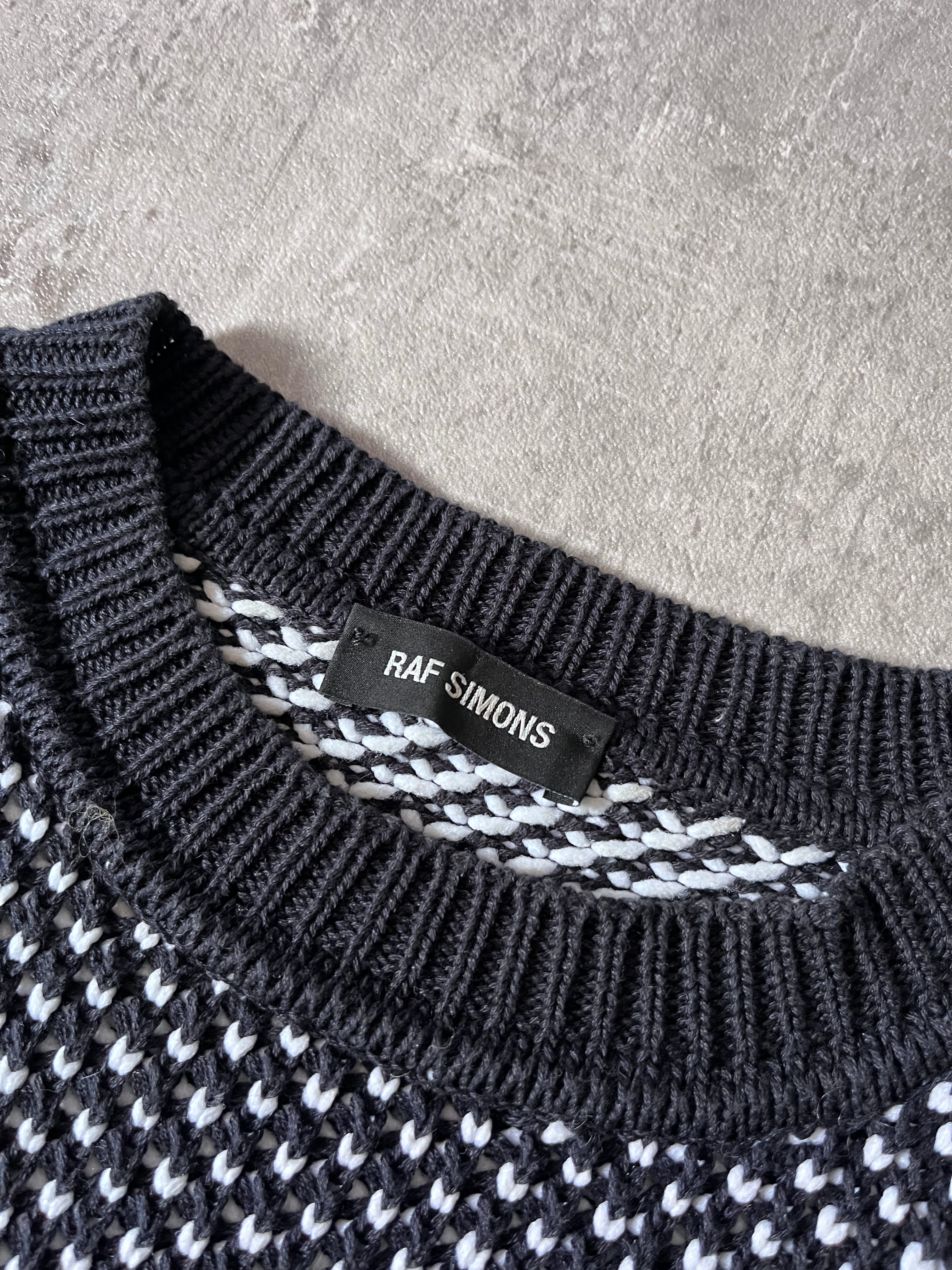 S/S 2016 Raf Simons Back RS Logo Polypropylene Blend Sweater Black White Men - L