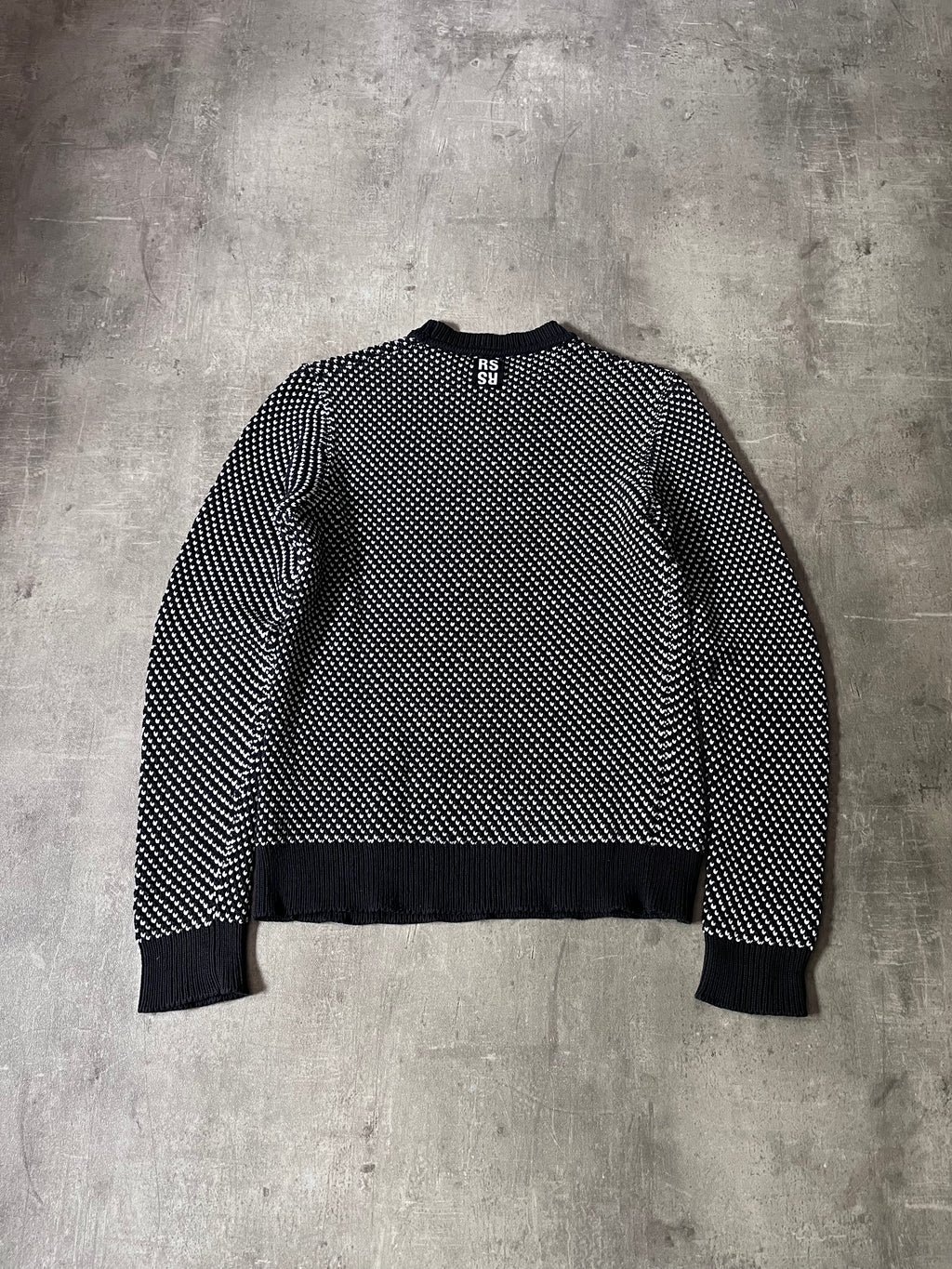 S/S 2016 Raf Simons Back RS Logo Polypropylene Blend Sweater Black White Men - L