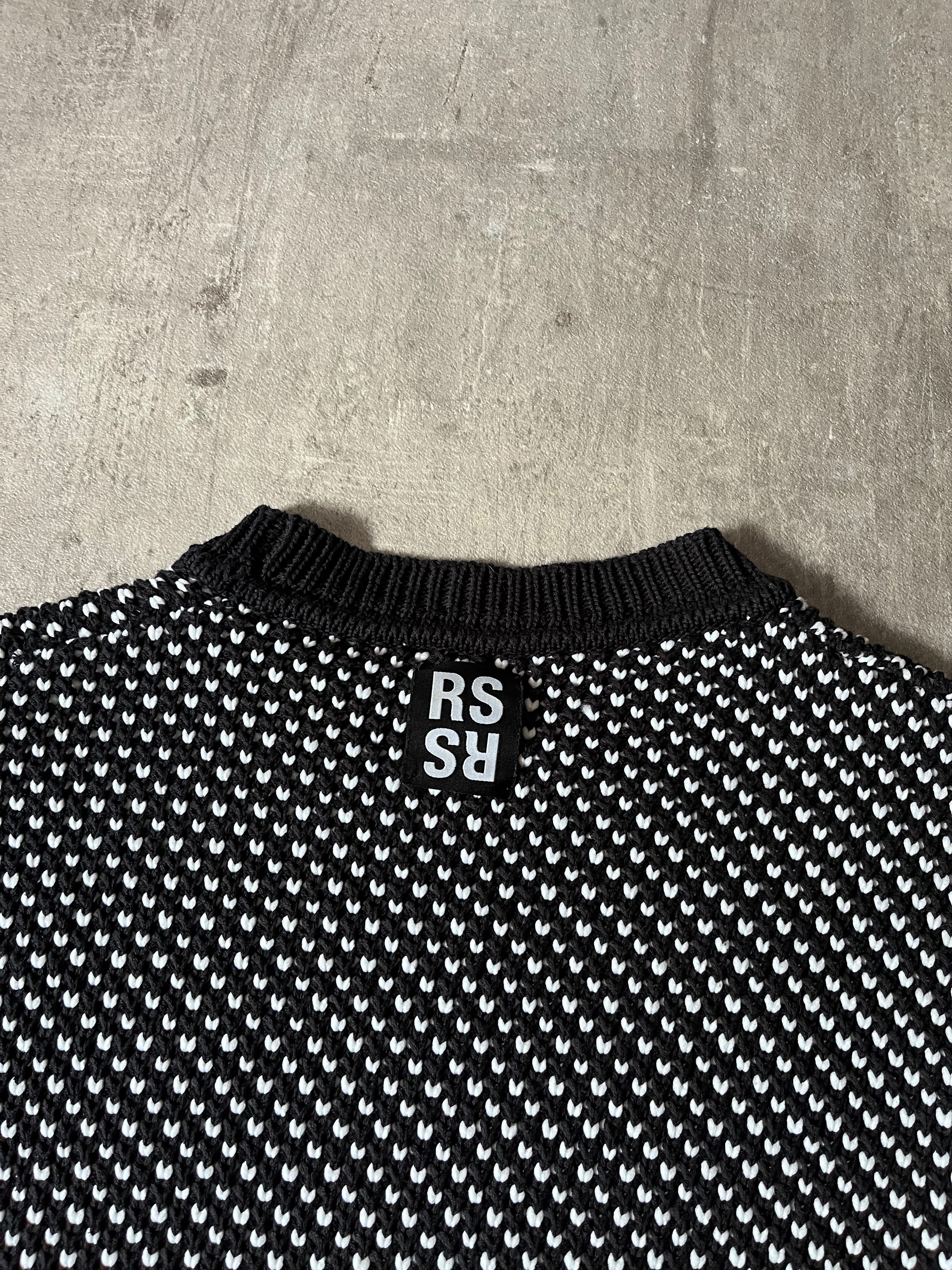 S/S 2016 Raf Simons Back RS Logo Polypropylene Blend Sweater Black White Men - L