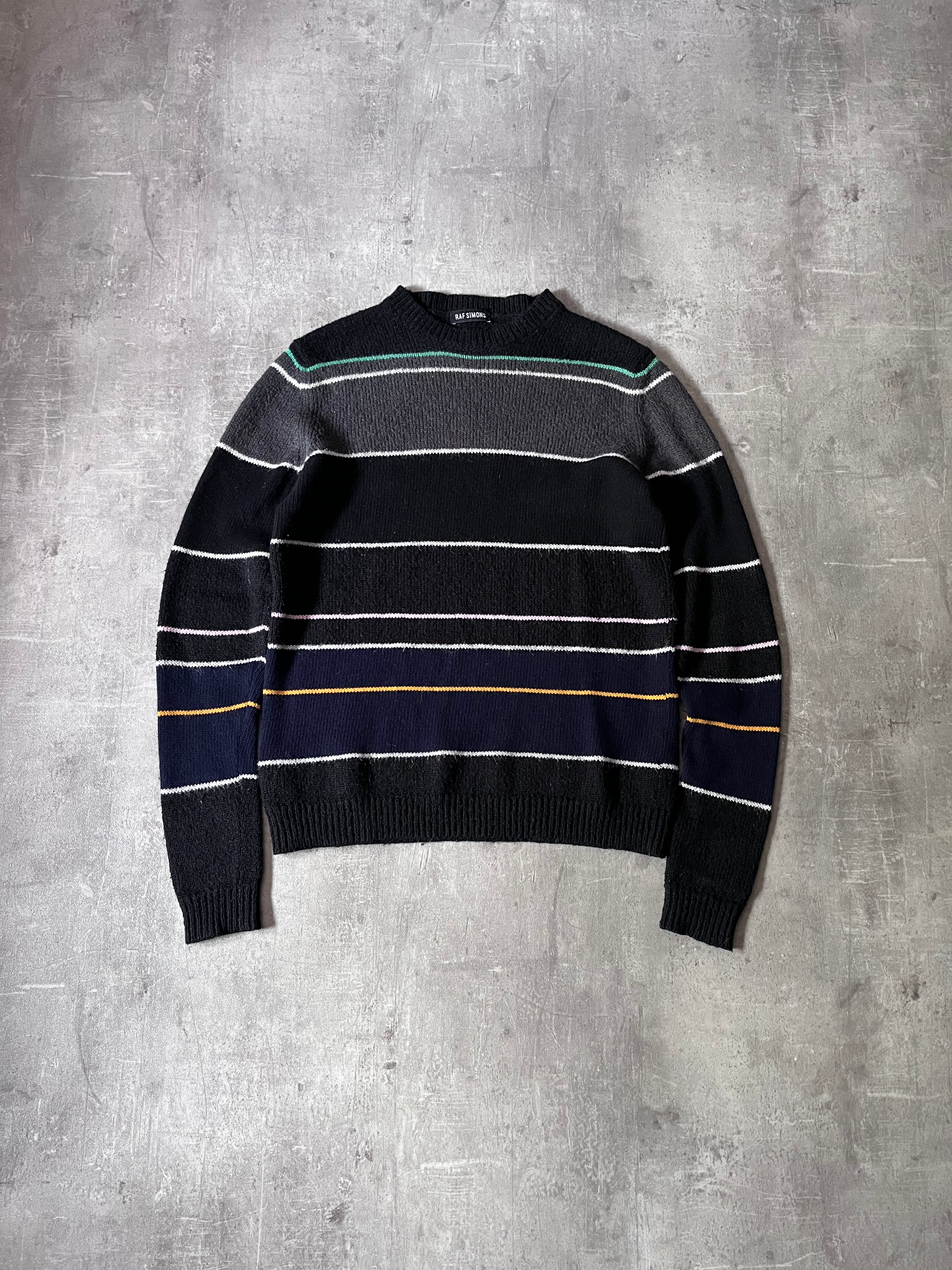 F/W 2013 Raf Simons Striped Mohair Blend Sweater Black Men - L
