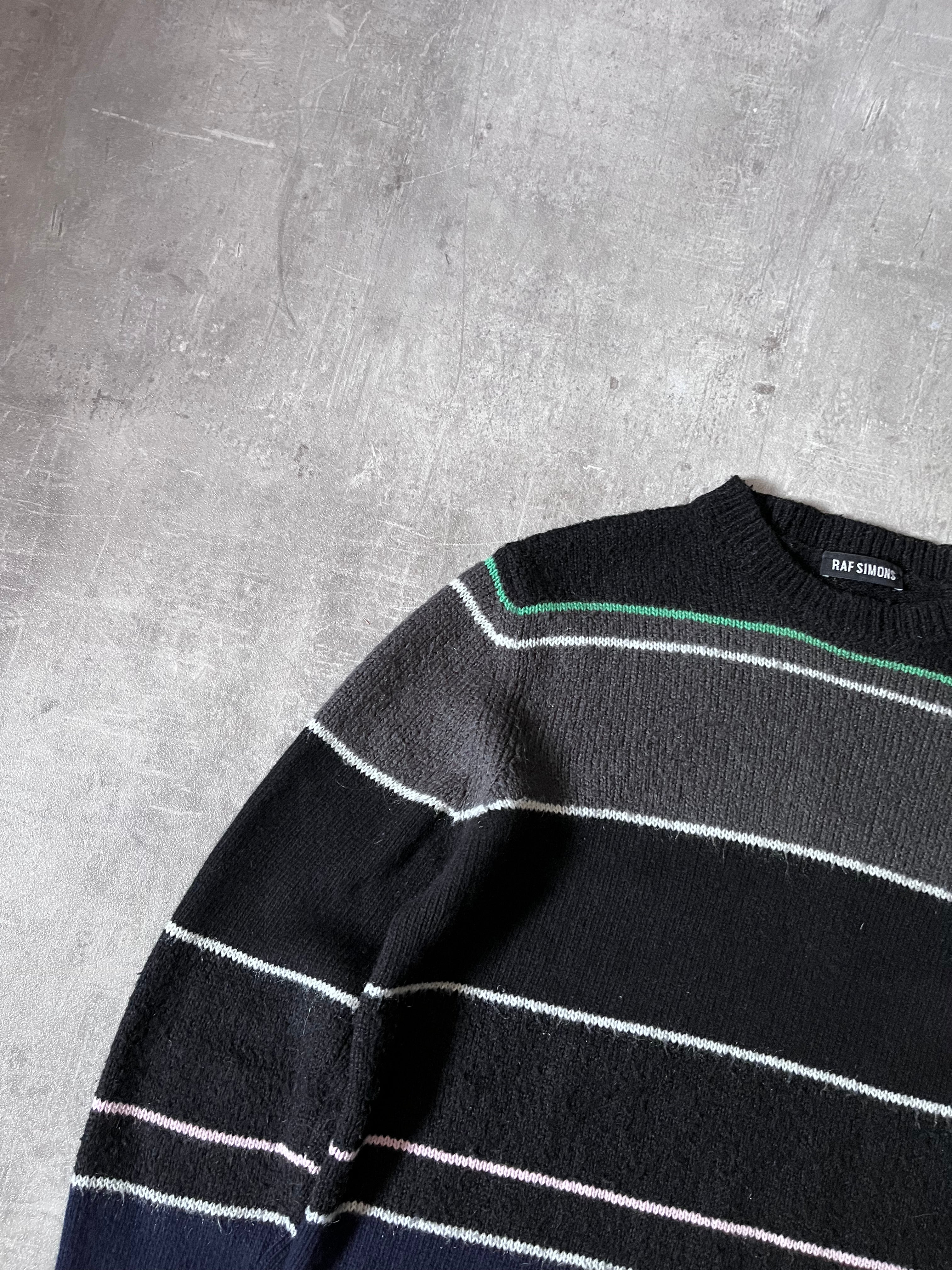 F/W 2013 Raf Simons Striped Mohair Blend Sweater Black Men - L