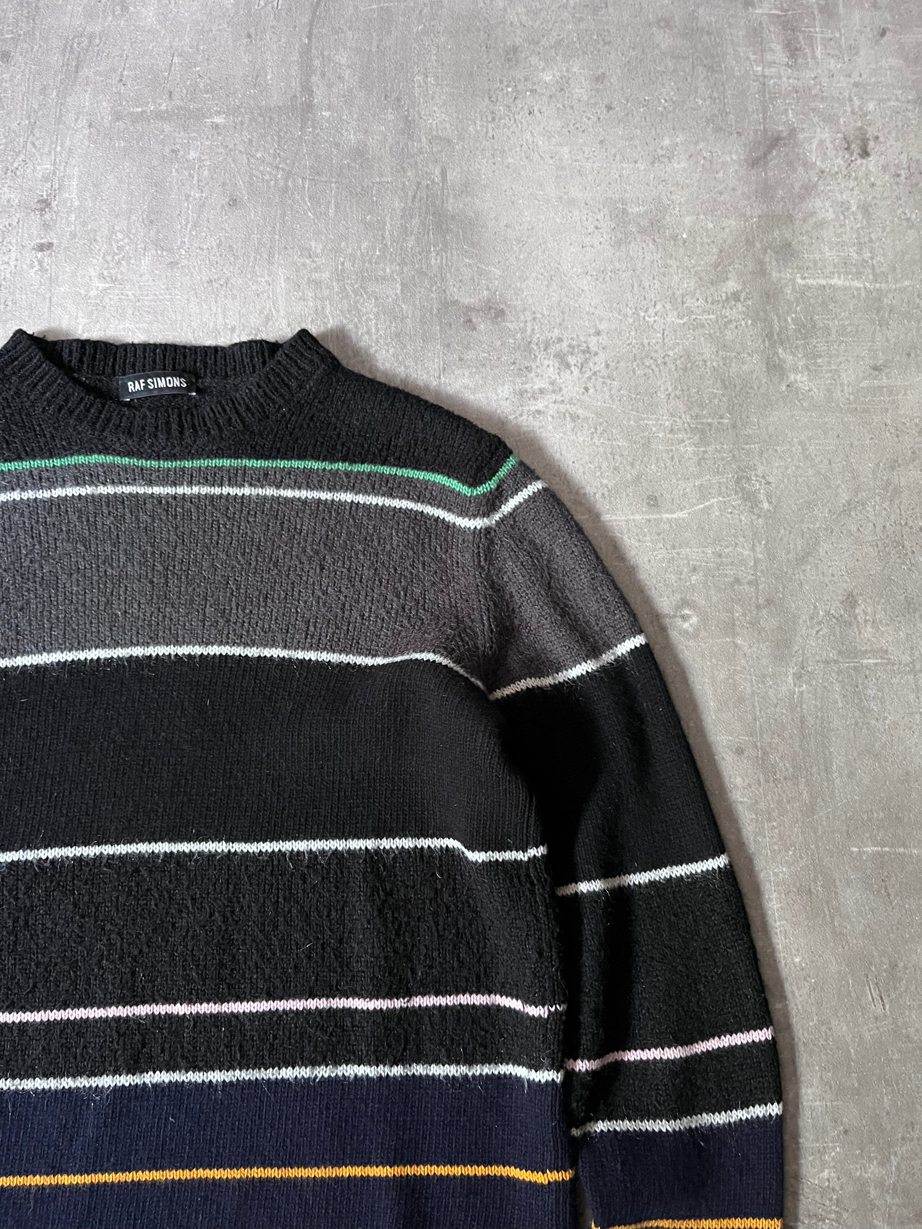 F/W 2013 Raf Simons Striped Mohair Blend Sweater Black Men - L