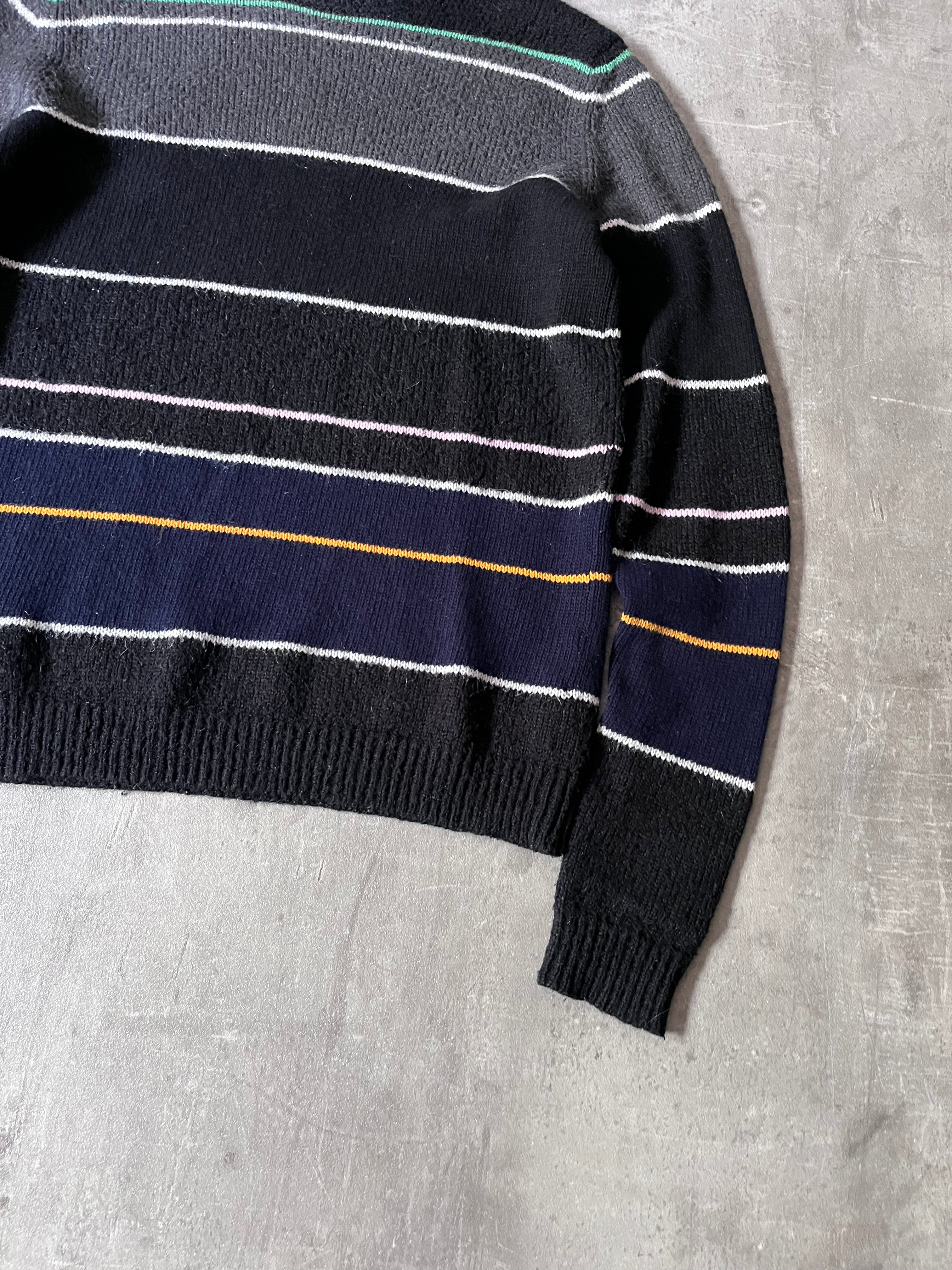 F/W 2013 Raf Simons Striped Mohair Blend Sweater Black Men - L