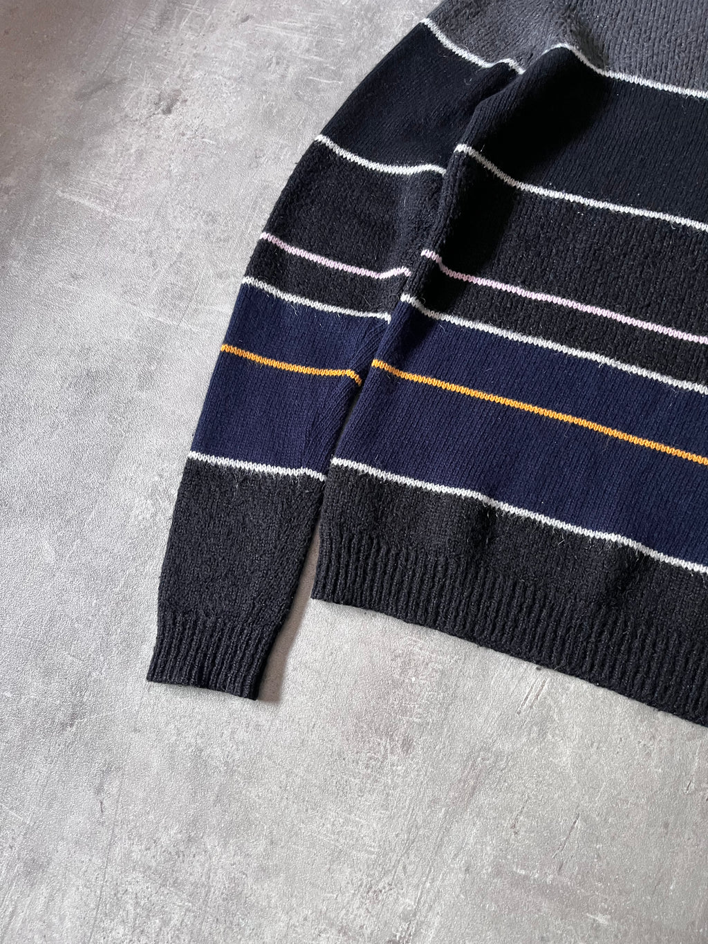 F/W 2013 Raf Simons Striped Mohair Blend Sweater Black Men - L