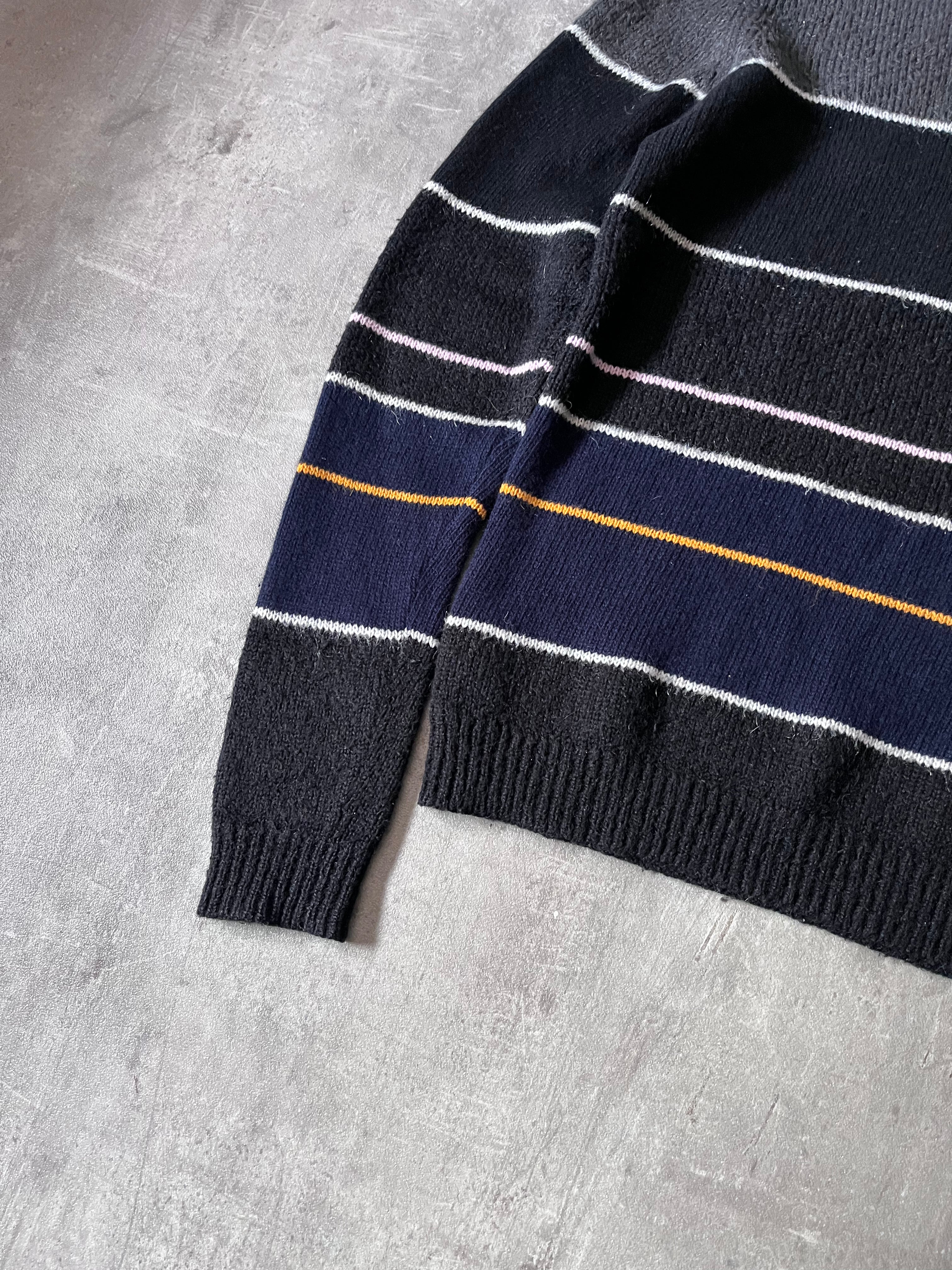 F/W 2013 Raf Simons Striped Mohair Blend Sweater Black Men - L