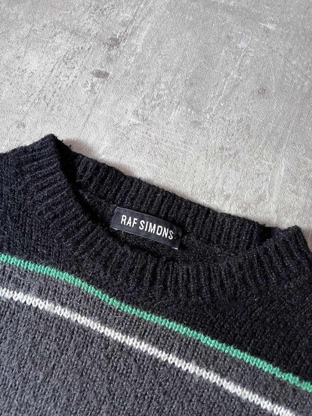 F/W 2013 Raf Simons Striped Mohair Blend Sweater Black Men - L