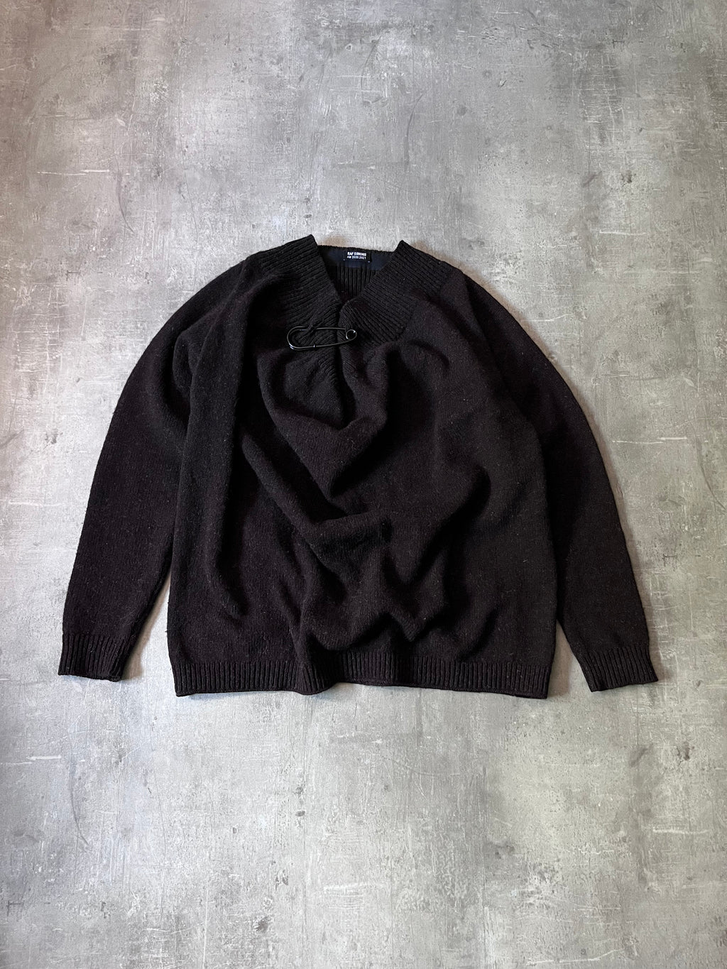 F/W 2020/21 Raf Simons Big Pin Wool Oversize Sweater Brown Men - XS