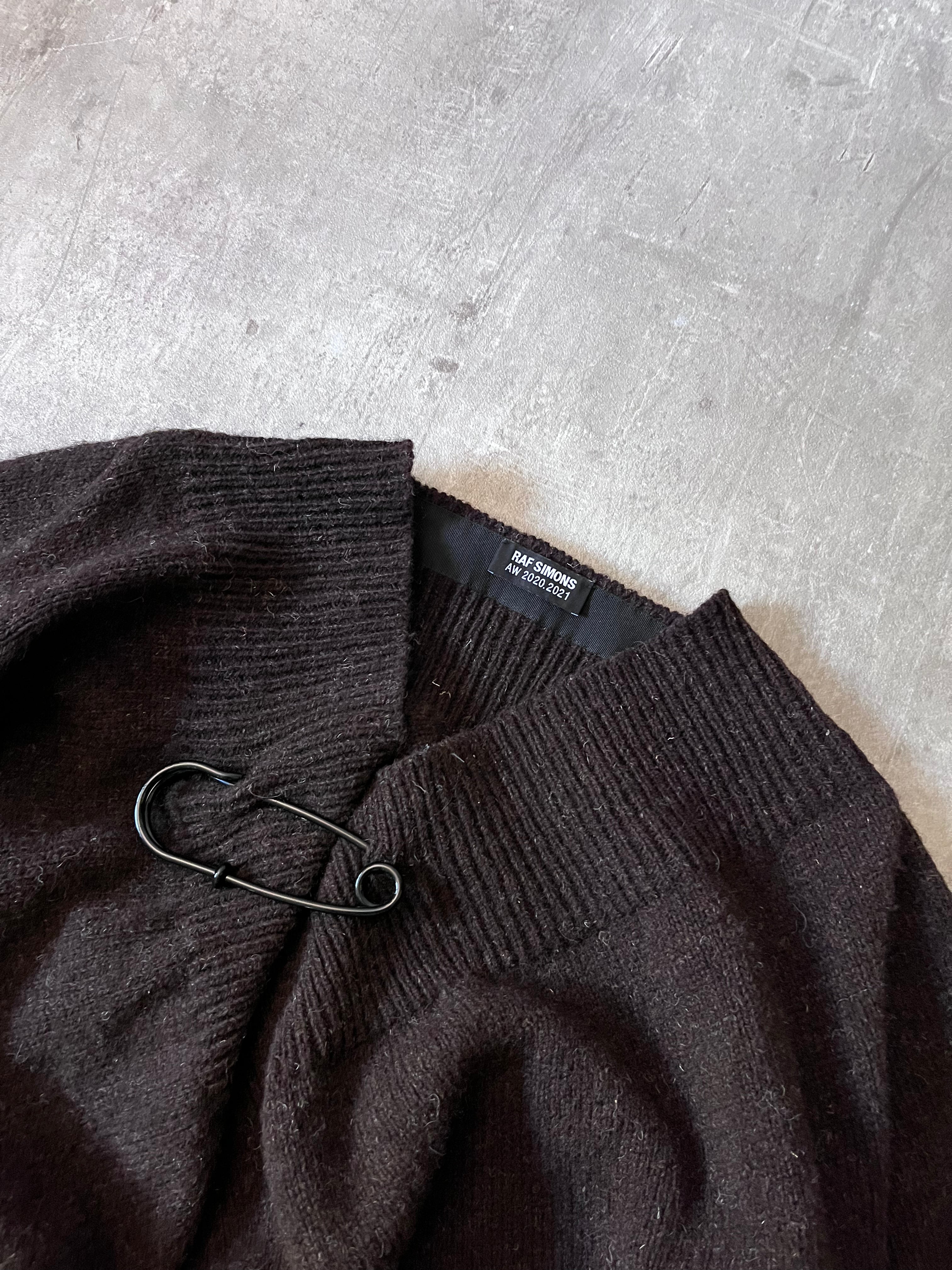 F/W 2020/21 Raf Simons Big Pin Wool Oversize Sweater Brown Men - XS