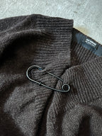 F/W 2020/21 Raf Simons Big Pin Wool Oversize Sweater Brown Men - XS