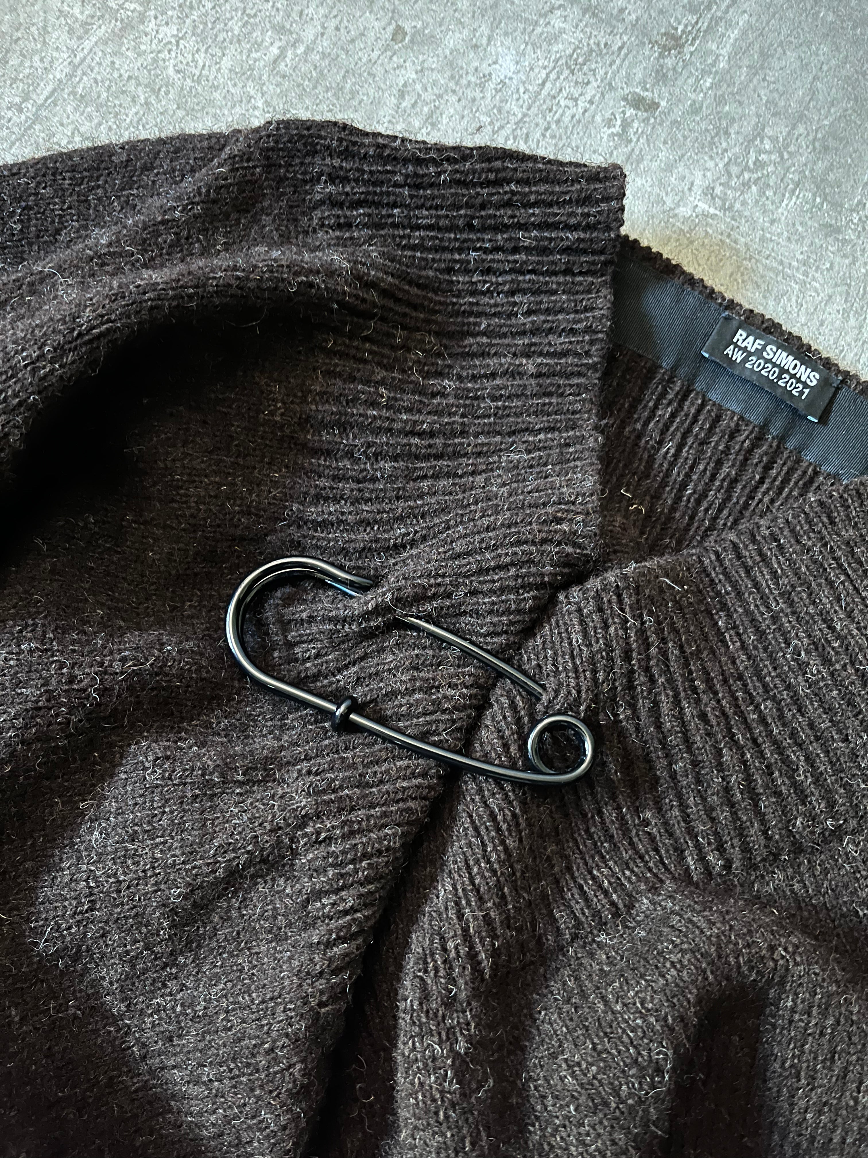 F/W 2020/21 Raf Simons Big Pin Wool Oversize Sweater Brown Men - XS