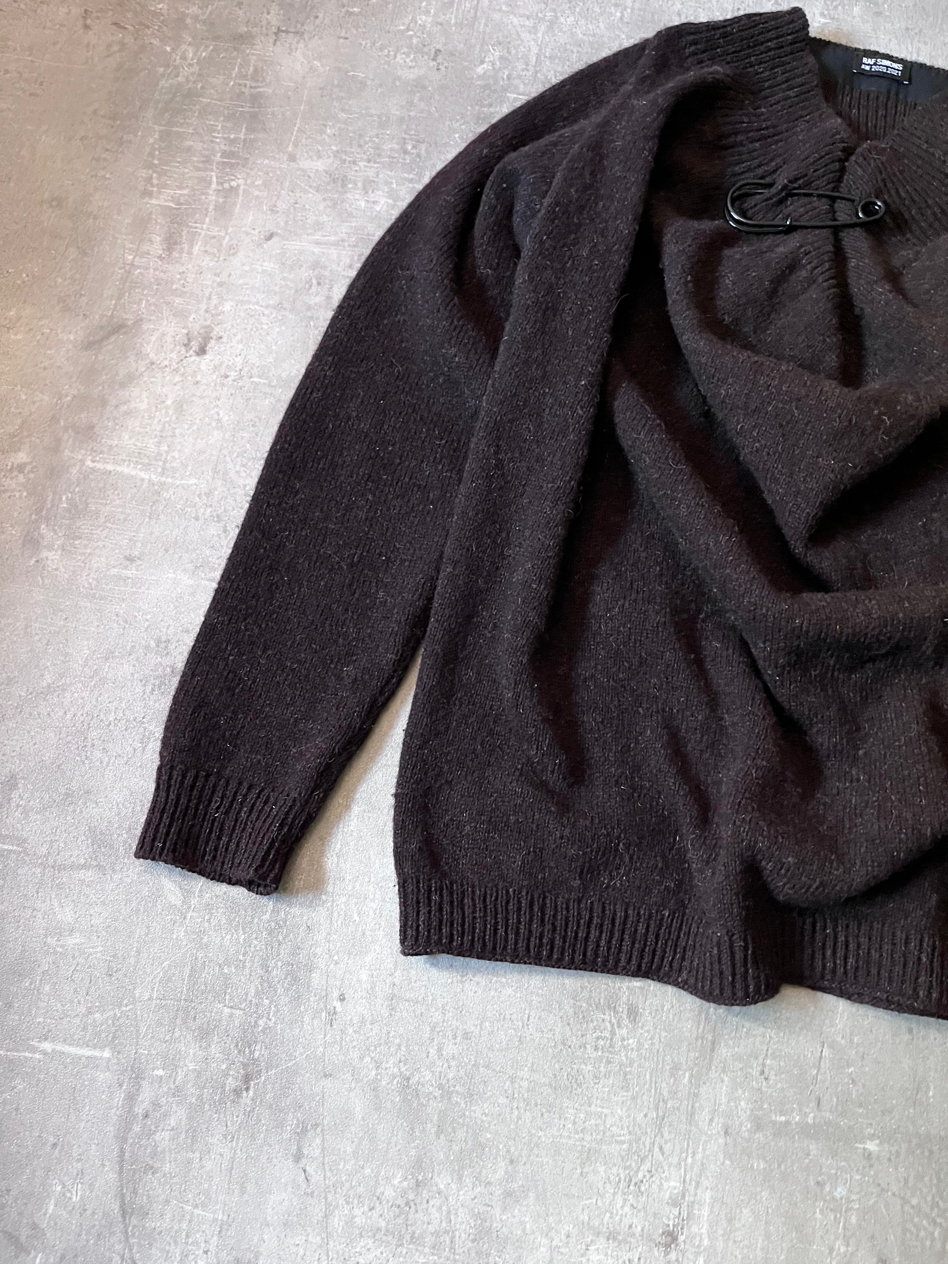 F/W 2020/21 Raf Simons Big Pin Wool Oversize Sweater Brown Men - XS