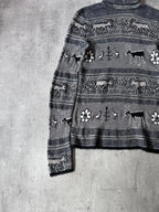 Chanel Deer Cashmere Turtleneck Sweater Grey Women - S