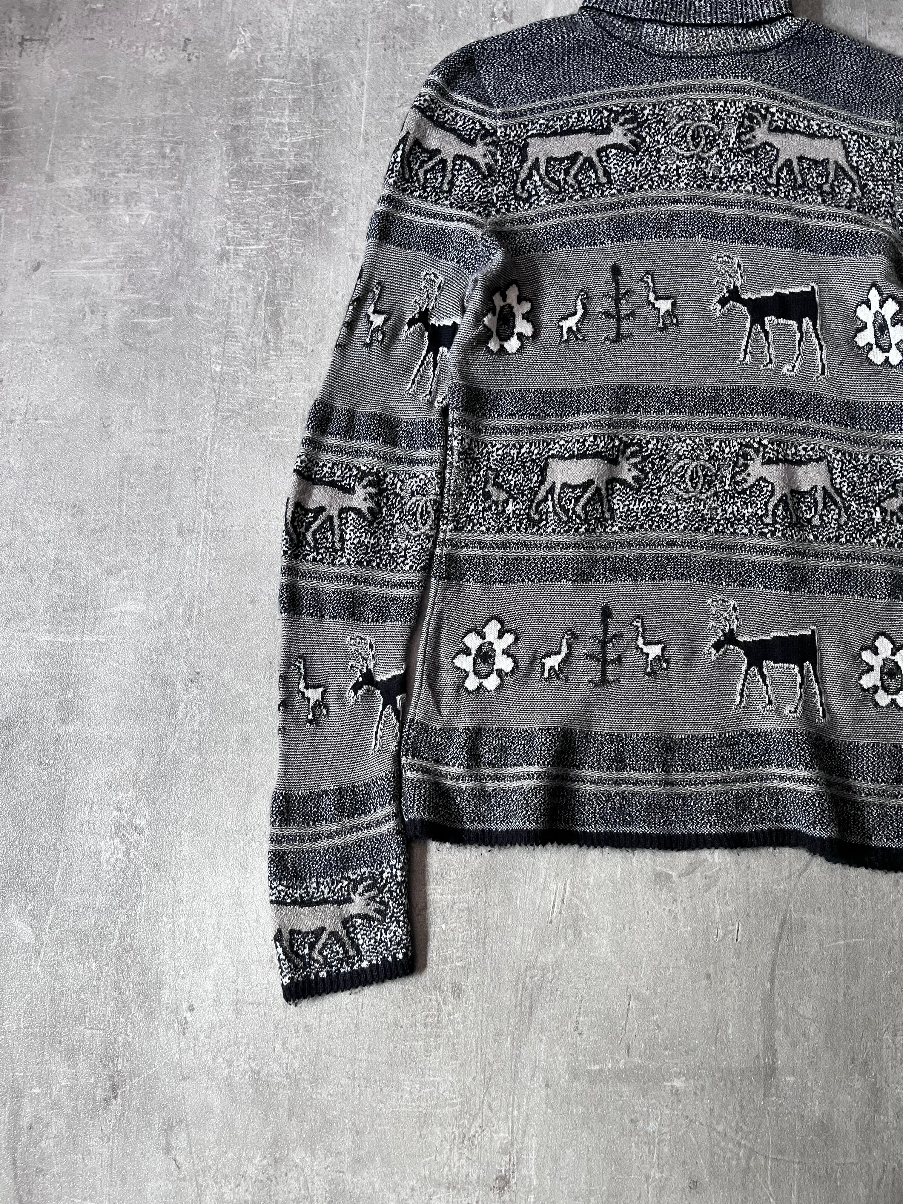 Chanel Deer Cashmere Turtleneck Sweater Grey Women - S